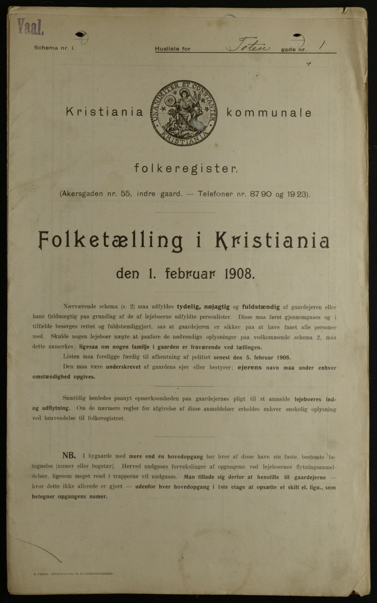 OBA, Kommunal folketelling 1.2.1908 for Kristiania kjøpstad, 1908, s. 103803
