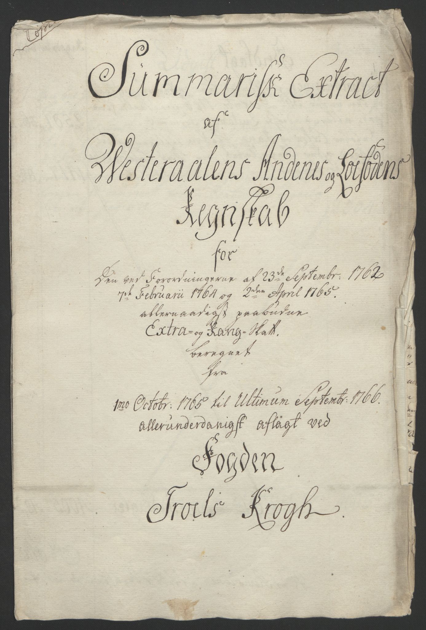 Rentekammeret inntil 1814, Reviderte regnskaper, Fogderegnskap, AV/RA-EA-4092/R67/L4747: Ekstraskatten Vesterålen, Andenes og Lofoten, 1762-1766, s. 460