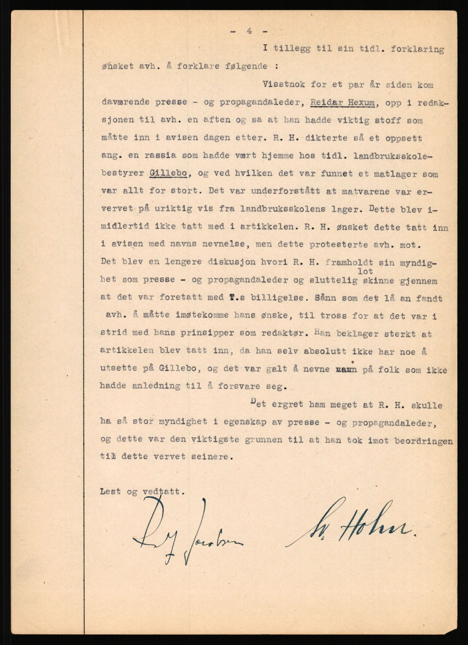 Landssvikarkivet, Kongsvinger politikammer, AV/RA-S-3138-08/Da, 1945-1946, s. 48