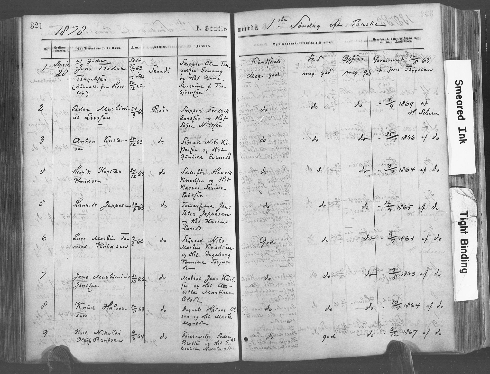 Risør sokneprestkontor, AV/SAK-1111-0035/F/Fa/L0004: Ministerialbok nr. A 4, 1865-1882, s. 321