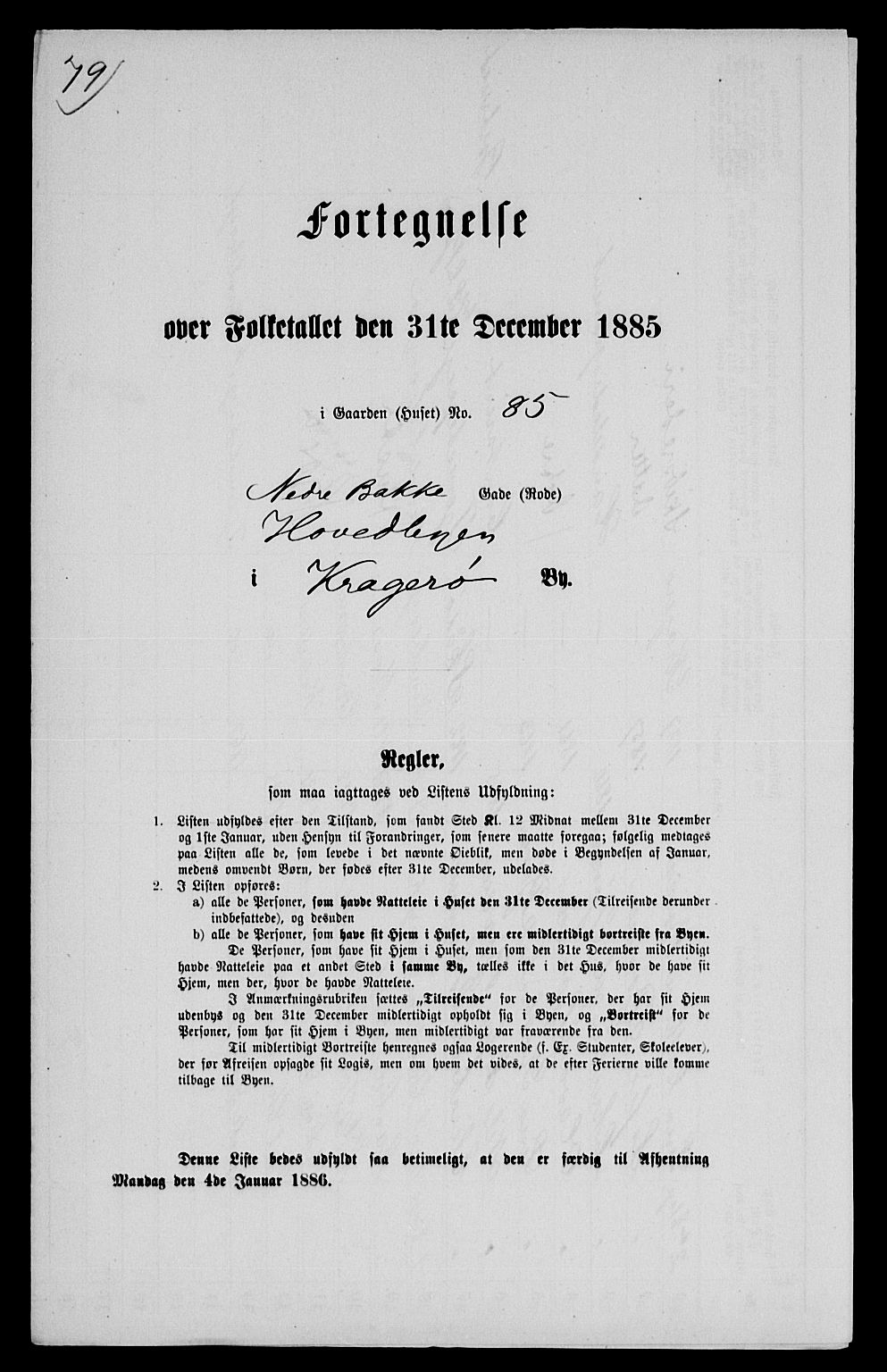 SAKO, Folketelling 1885 for 0801 Kragerø kjøpstad, 1885, s. 1190