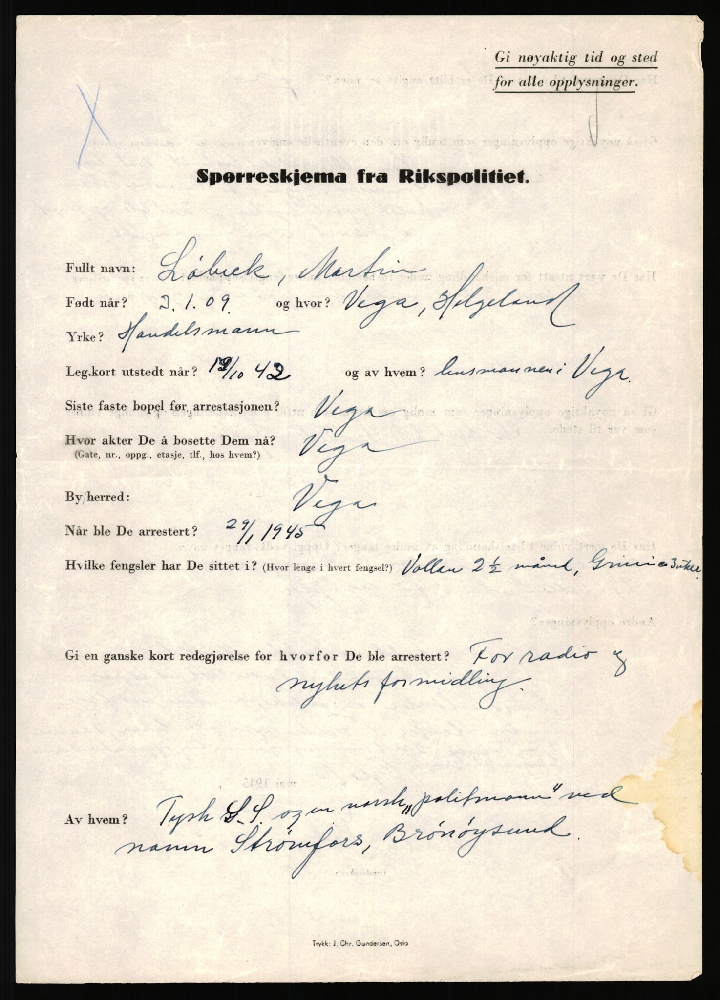 Rikspolitisjefen, AV/RA-S-1560/L/L0011: Lucassen, Oscar Fredrik - Moen, Olav, 1940-1945, s. 265