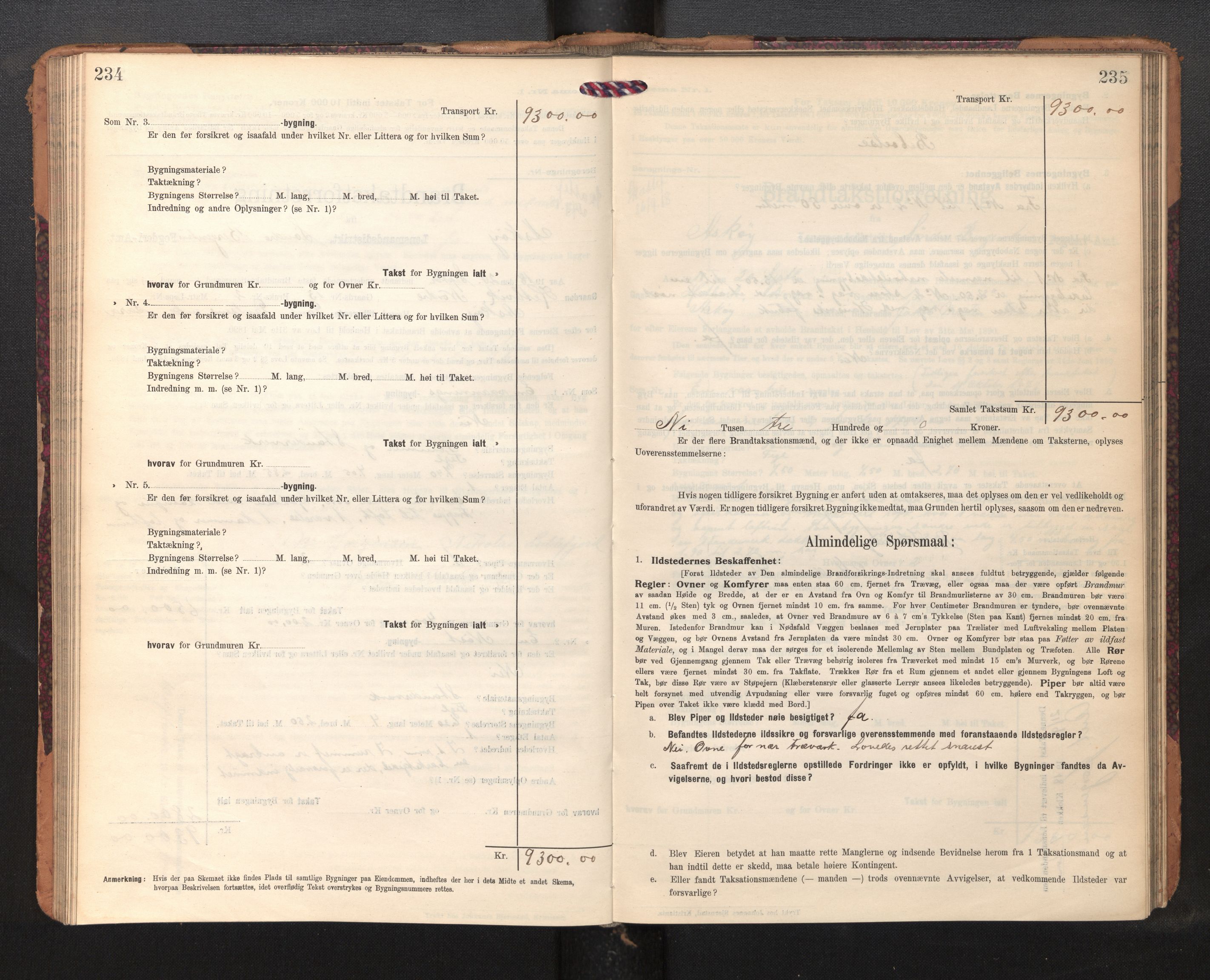 Lensmannen i Askøy, AV/SAB-A-31001/0012/L0007: Branntakstprotokoll, skjematakst, 1910-1919, s. 234-235