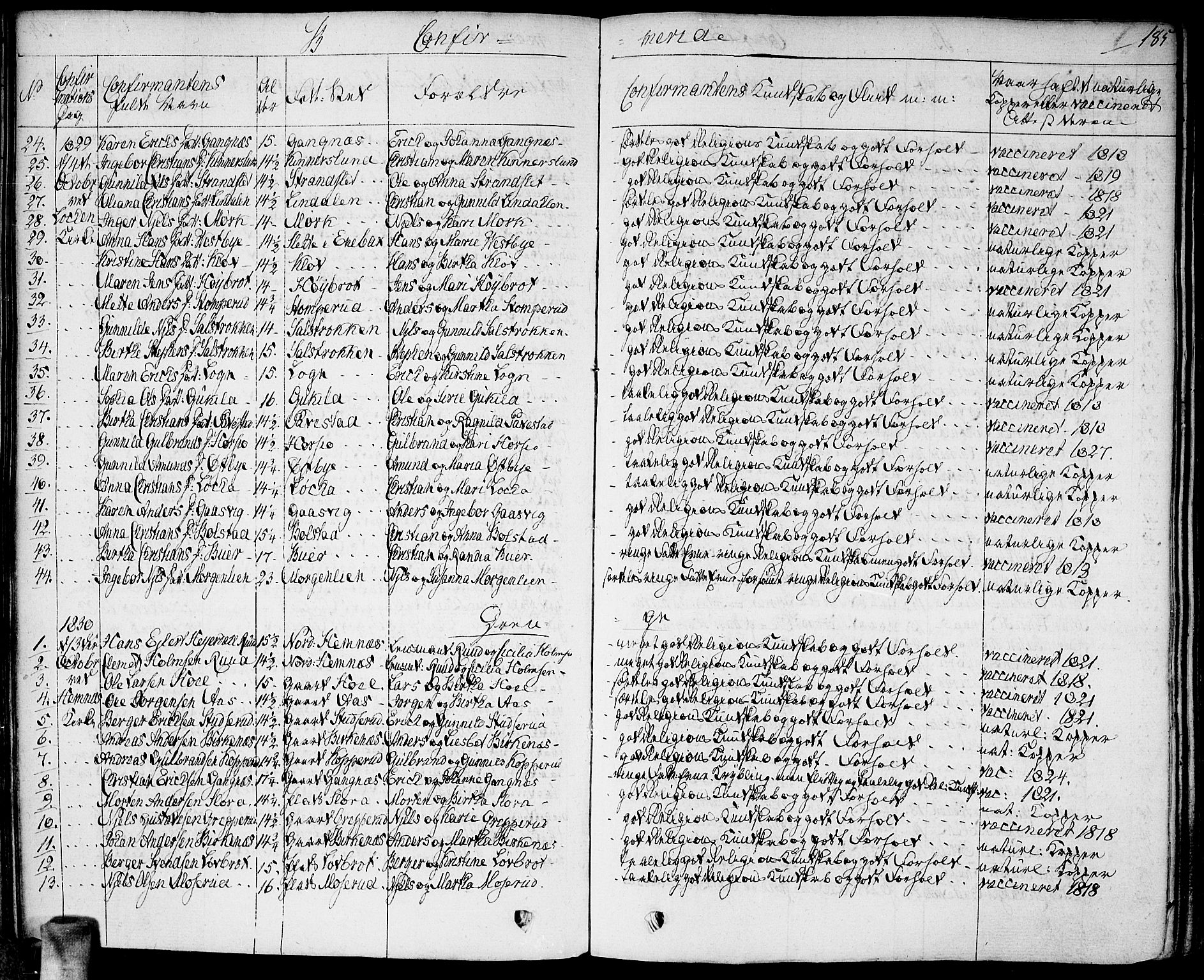 Høland prestekontor Kirkebøker, SAO/A-10346a/F/Fa/L0008: Ministerialbok nr. I 8, 1827-1845, s. 185
