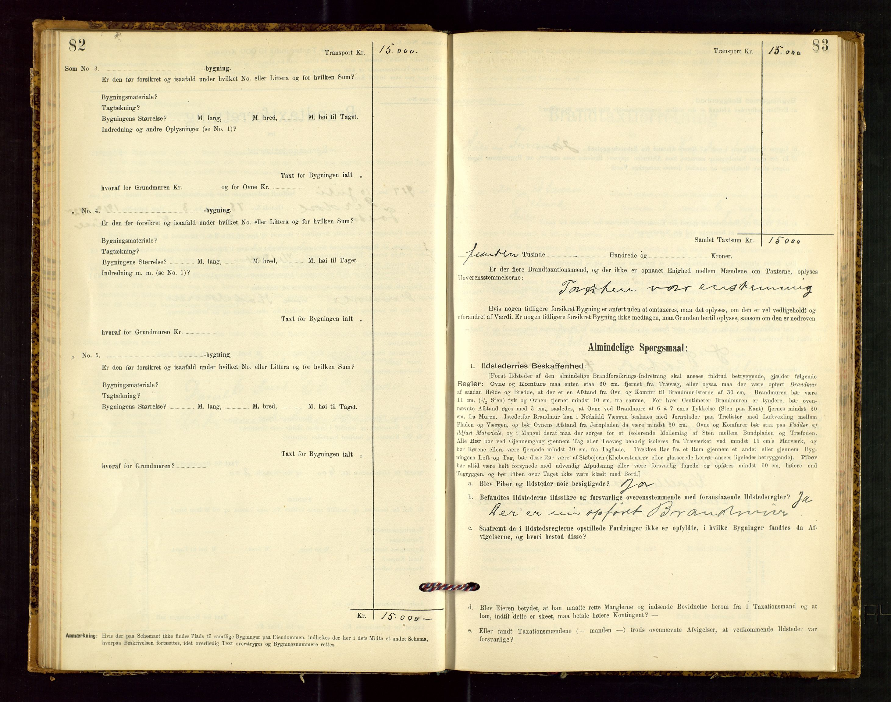 Høle og Forsand lensmannskontor, AV/SAST-A-100127/Gob/L0001: "Brandtaxtprotokol" - skjematakst, 1897-1940, s. 82-83