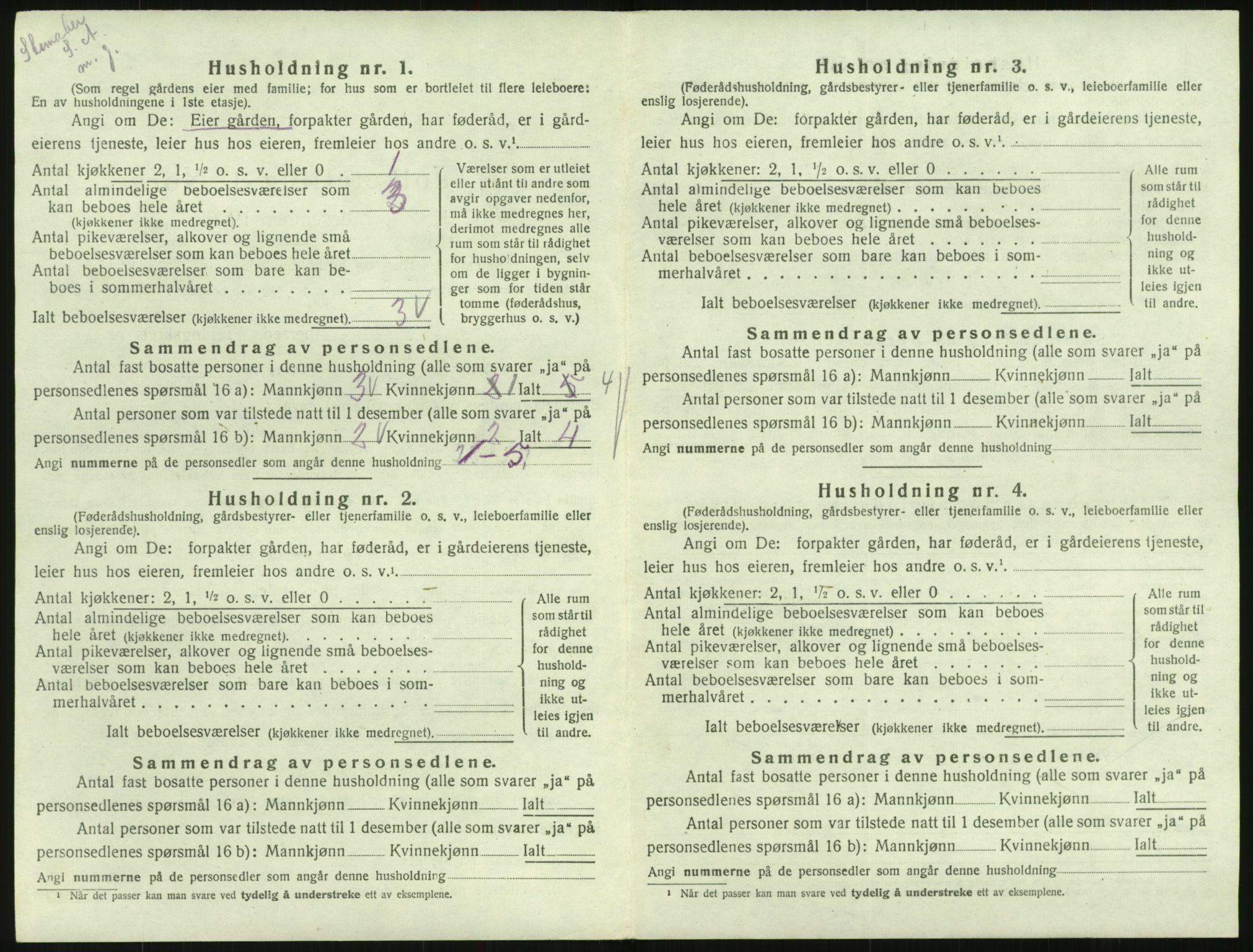 SAK, Folketelling 1920 for 0936 Hornnes herred, 1920, s. 126