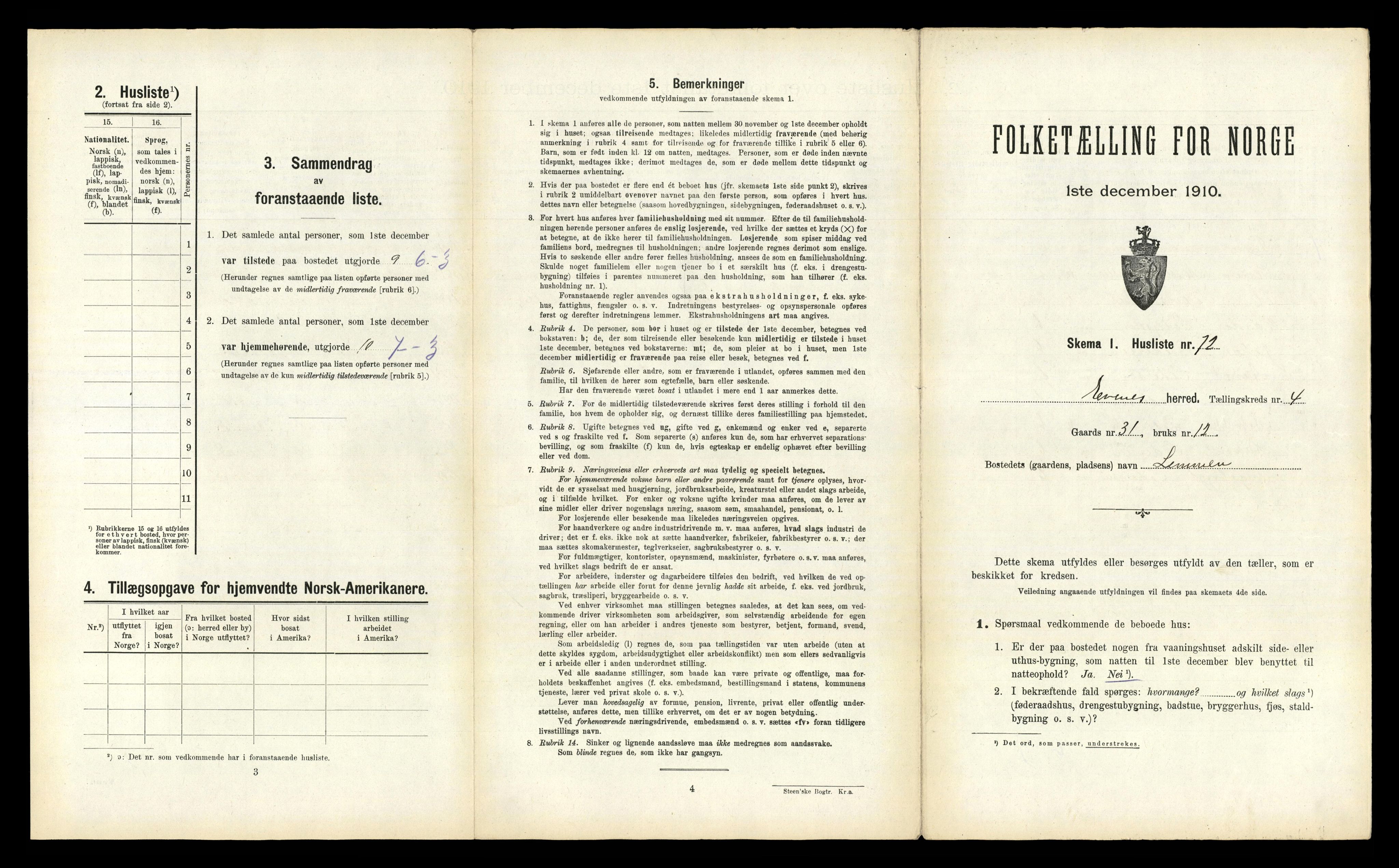 RA, Folketelling 1910 for 1853 Evenes herred, 1910, s. 665