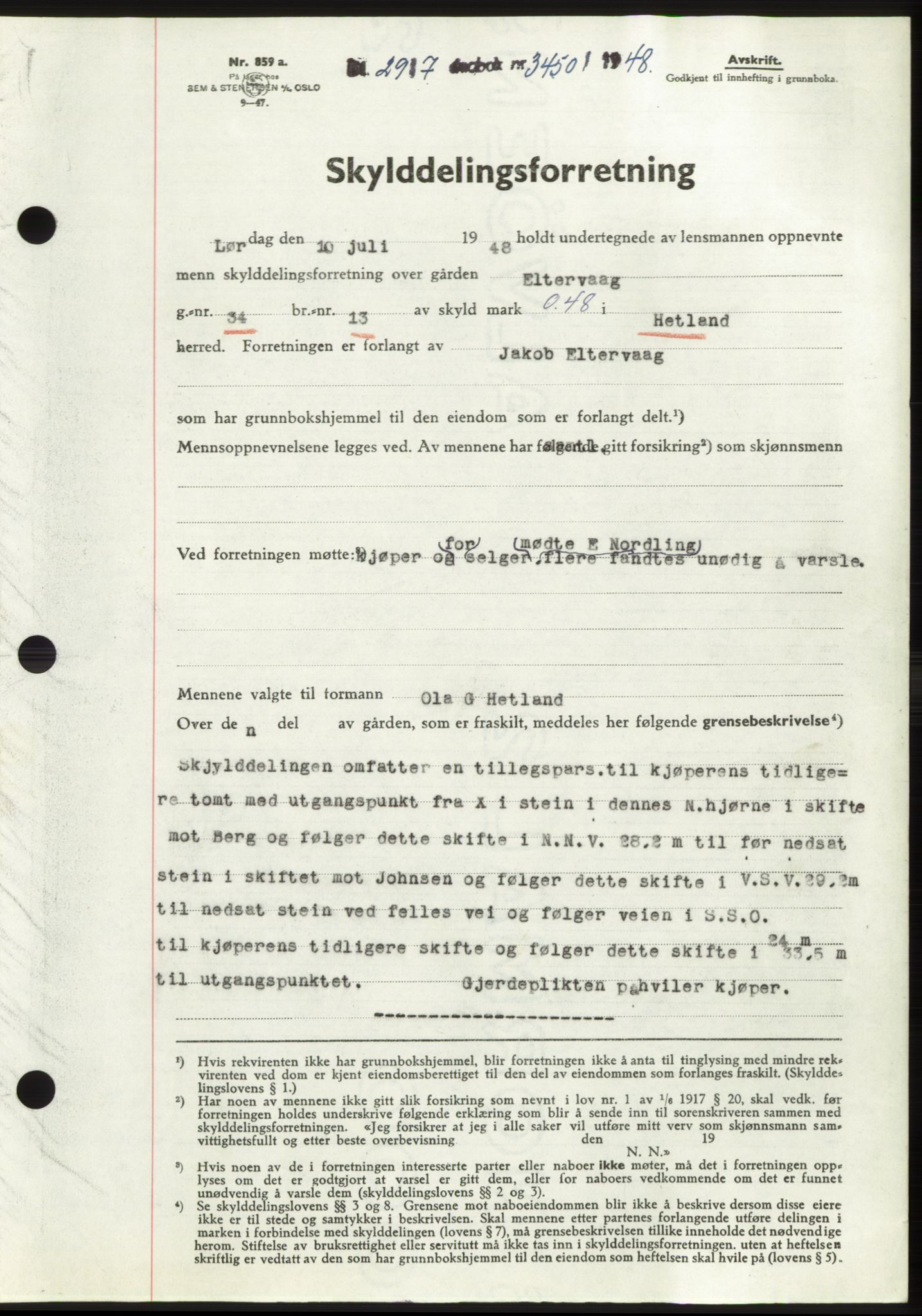 Jæren sorenskriveri, SAST/A-100310/03/G/Gba/L0099: Pantebok, 1948-1948, Dagboknr: 3450/1948