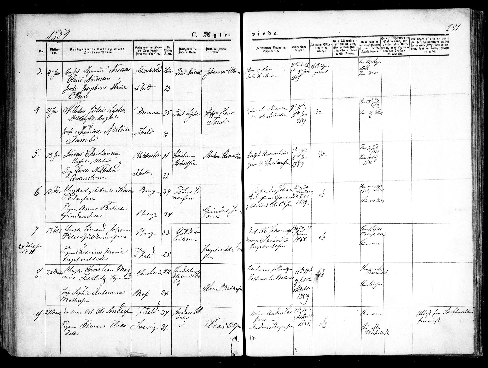 Halden prestekontor Kirkebøker, AV/SAO-A-10909/F/Fa/L0007: Ministerialbok nr. I 7, 1857-1865, s. 291