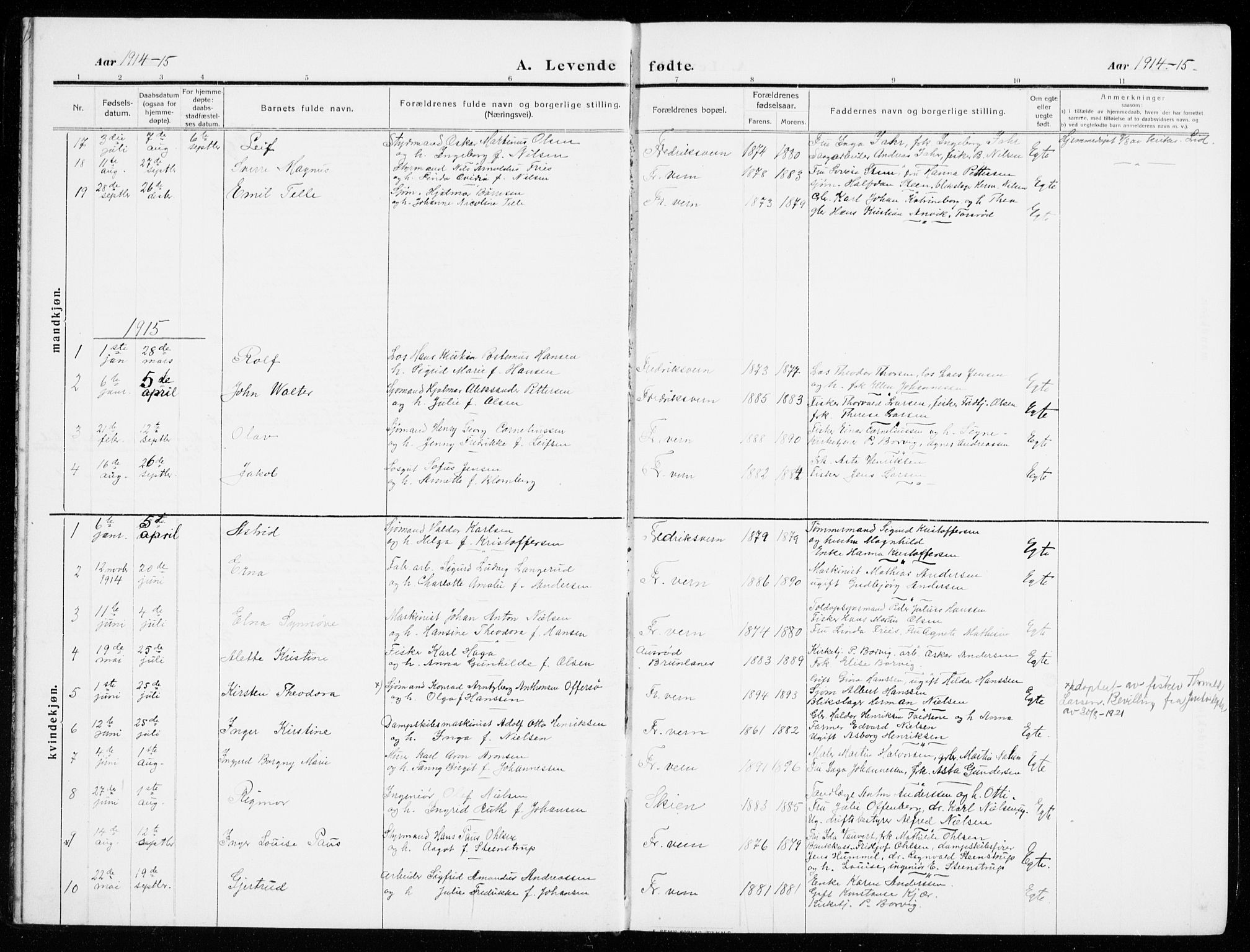 Stavern kirkebøker, AV/SAKO-A-318/G/Ga/L0003: Klokkerbok nr. 3, 1909-1940