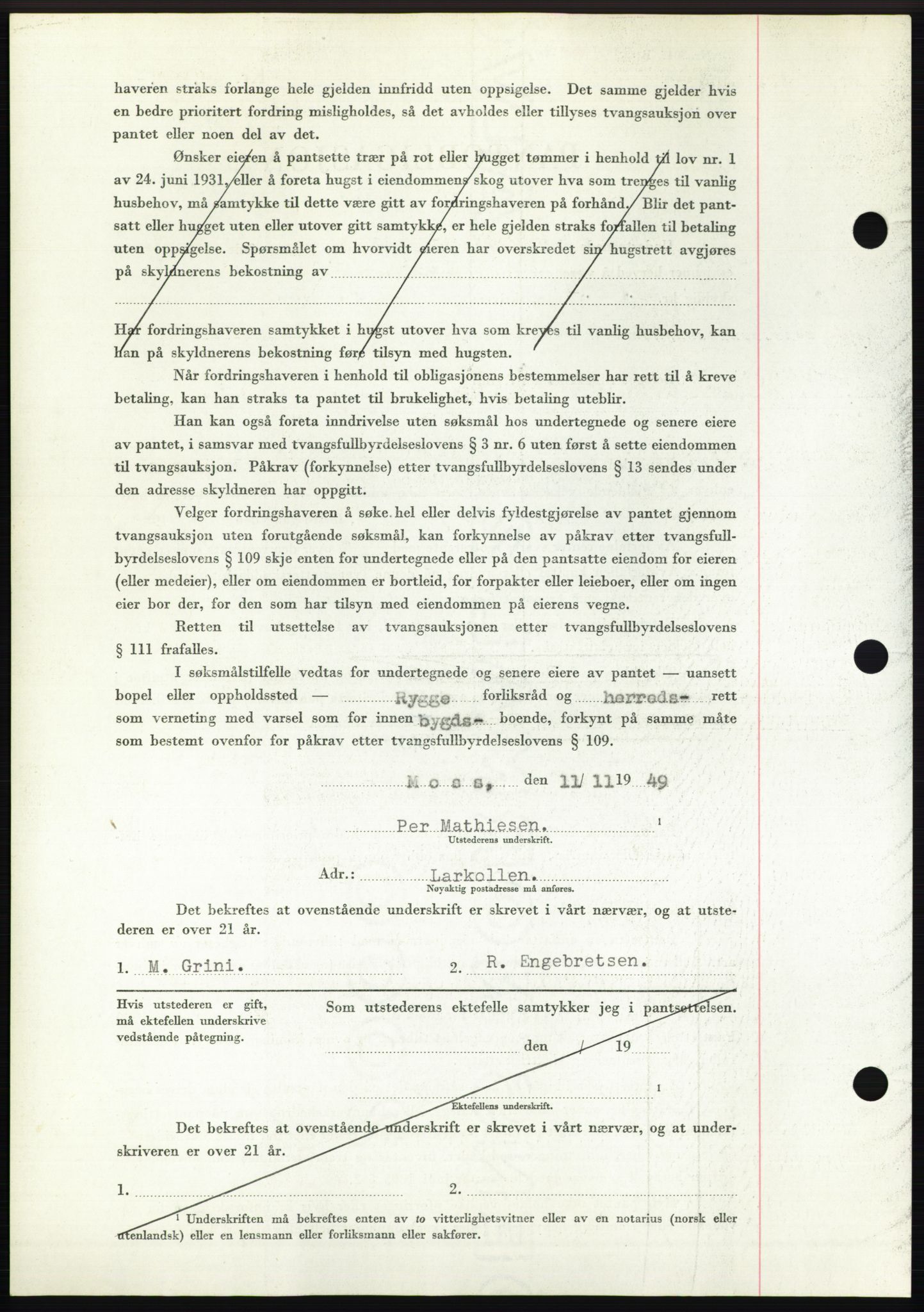 Moss sorenskriveri, SAO/A-10168: Pantebok nr. B23, 1949-1950, Dagboknr: 3626/1949