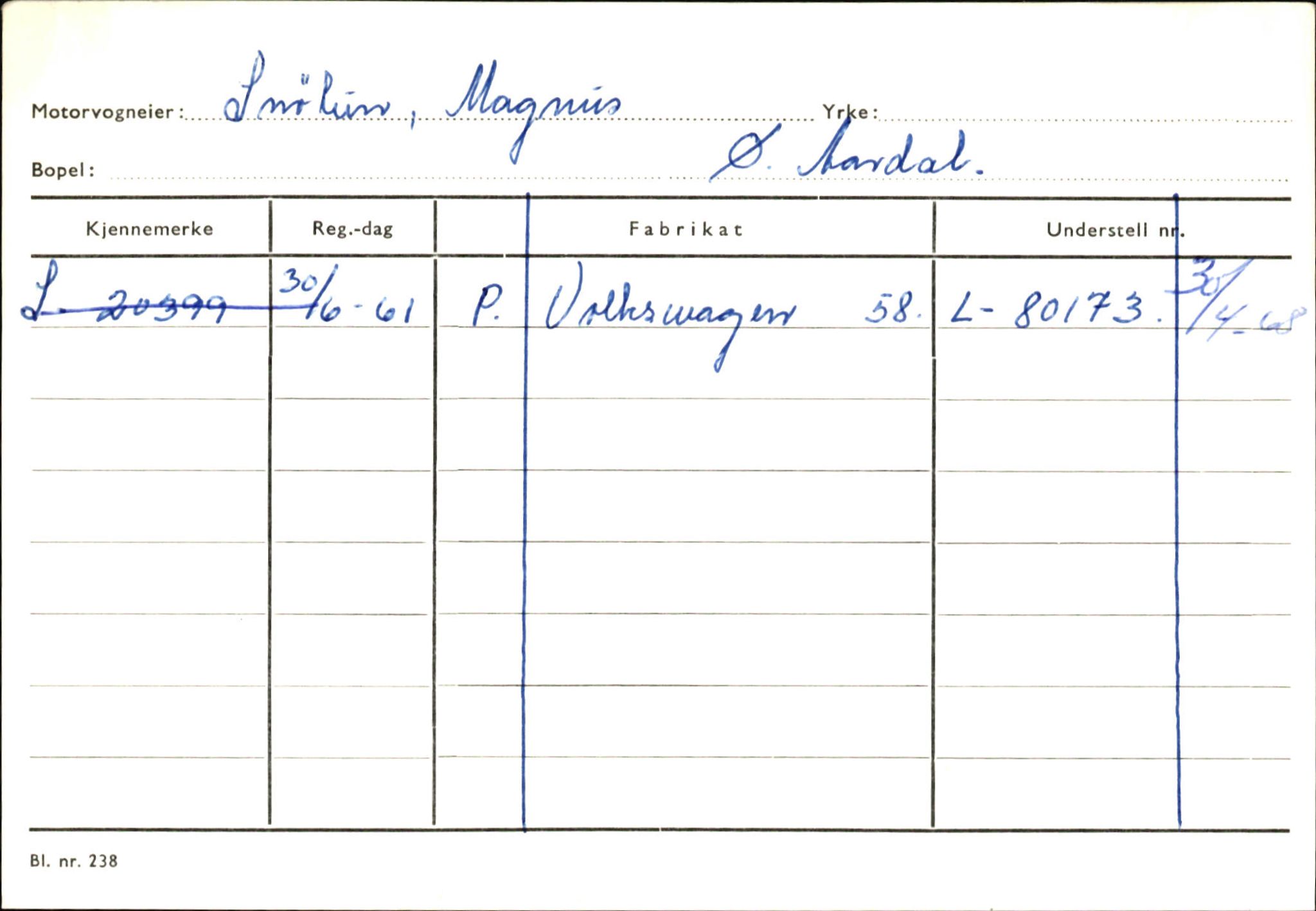 Statens vegvesen, Sogn og Fjordane vegkontor, AV/SAB-A-5301/4/F/L0146: Registerkort Årdal R-Å samt diverse kort, 1945-1975, s. 482