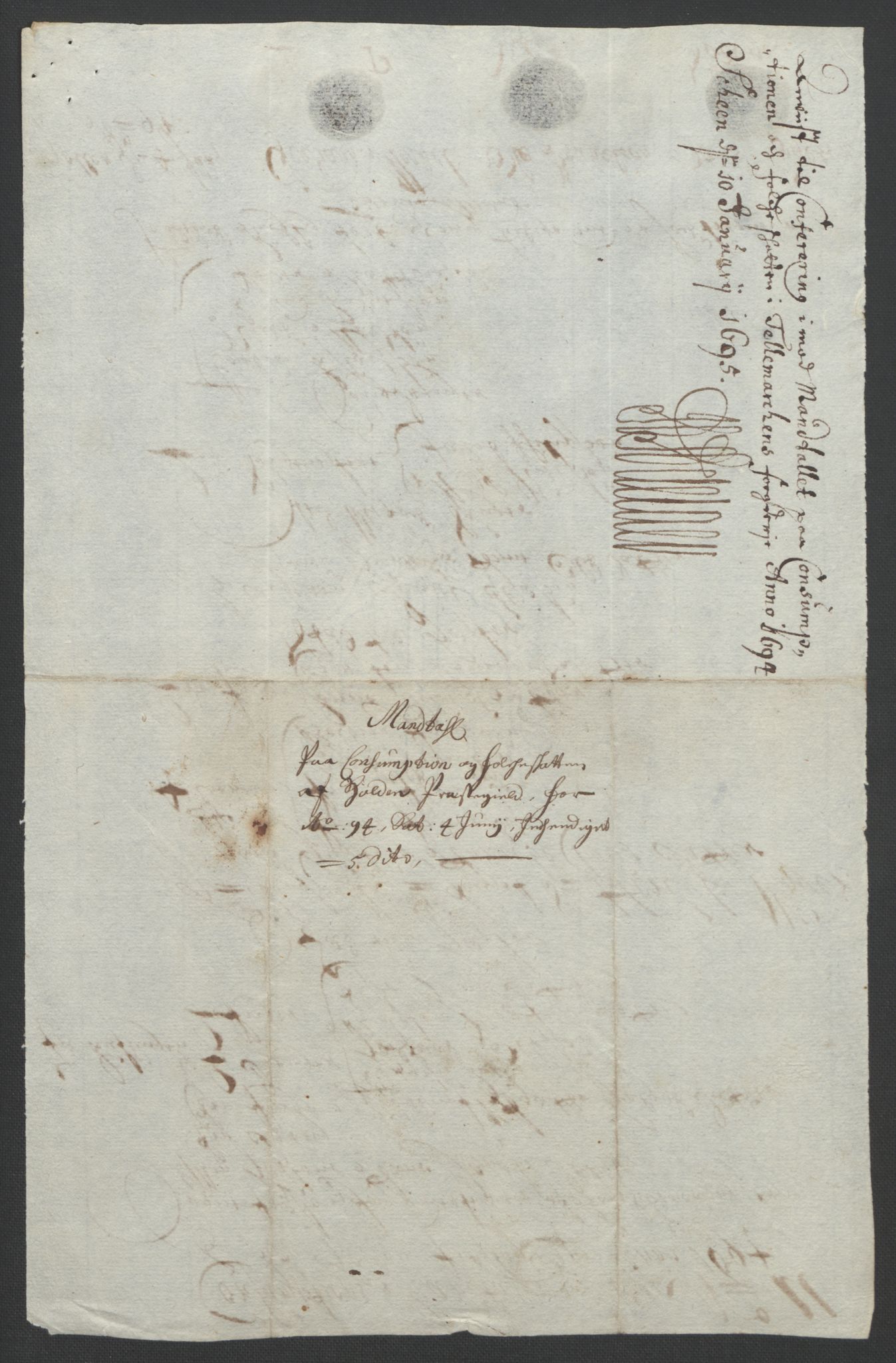 Rentekammeret inntil 1814, Reviderte regnskaper, Fogderegnskap, AV/RA-EA-4092/R36/L2092: Fogderegnskap Øvre og Nedre Telemark og Bamble, 1694, s. 93