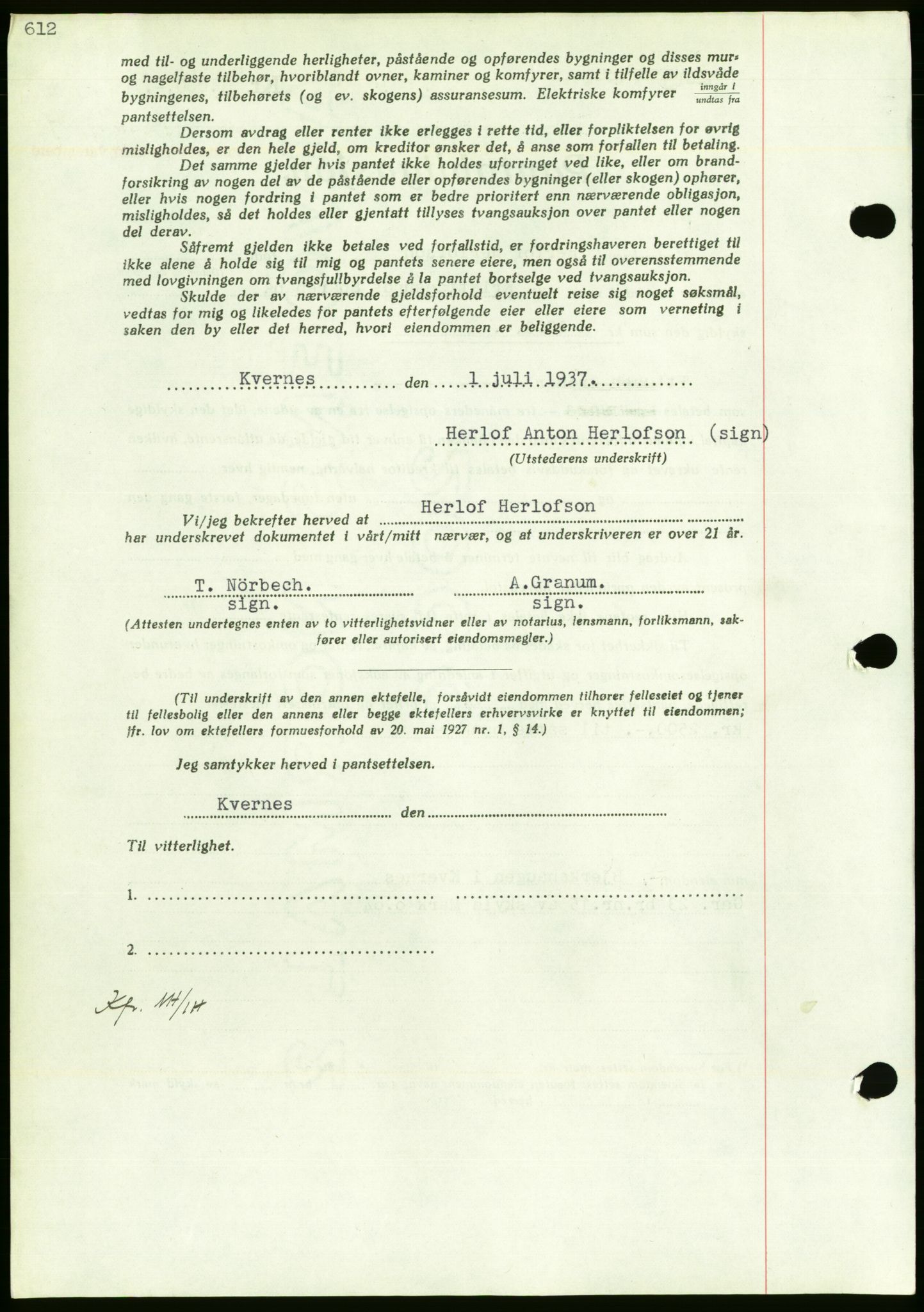 Nordmøre sorenskriveri, AV/SAT-A-4132/1/2/2Ca/L0091: Pantebok nr. B81, 1937-1937, Dagboknr: 1723/1937