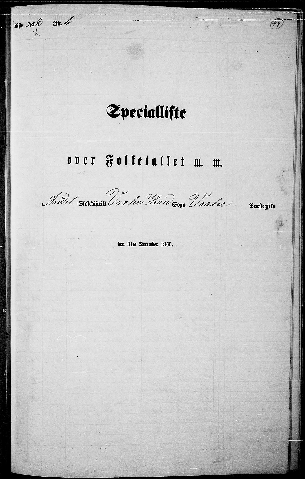 RA, Folketelling 1865 for 0137P Våler prestegjeld, 1865, s. 45