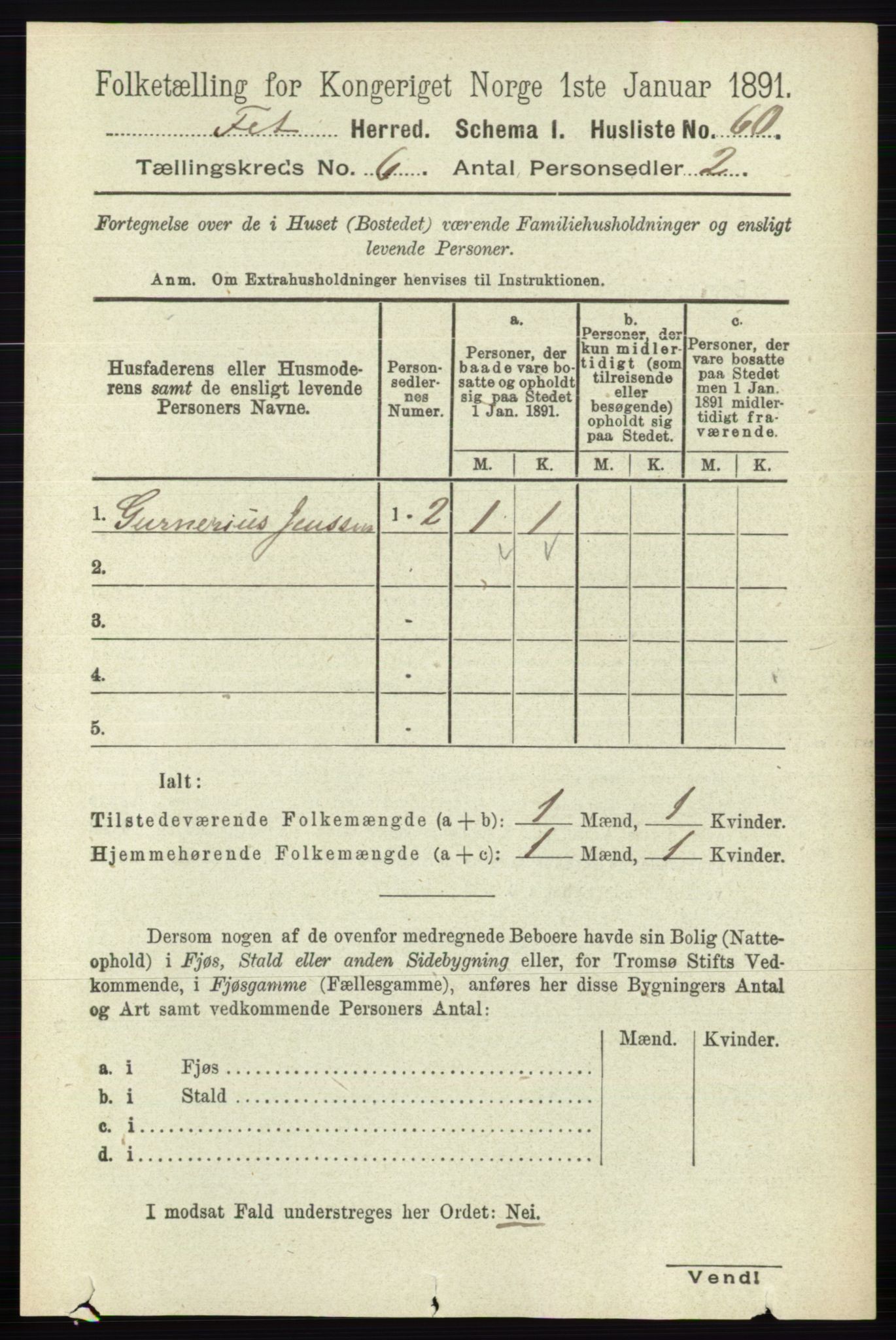 RA, Folketelling 1891 for 0227 Fet herred, 1891, s. 1930