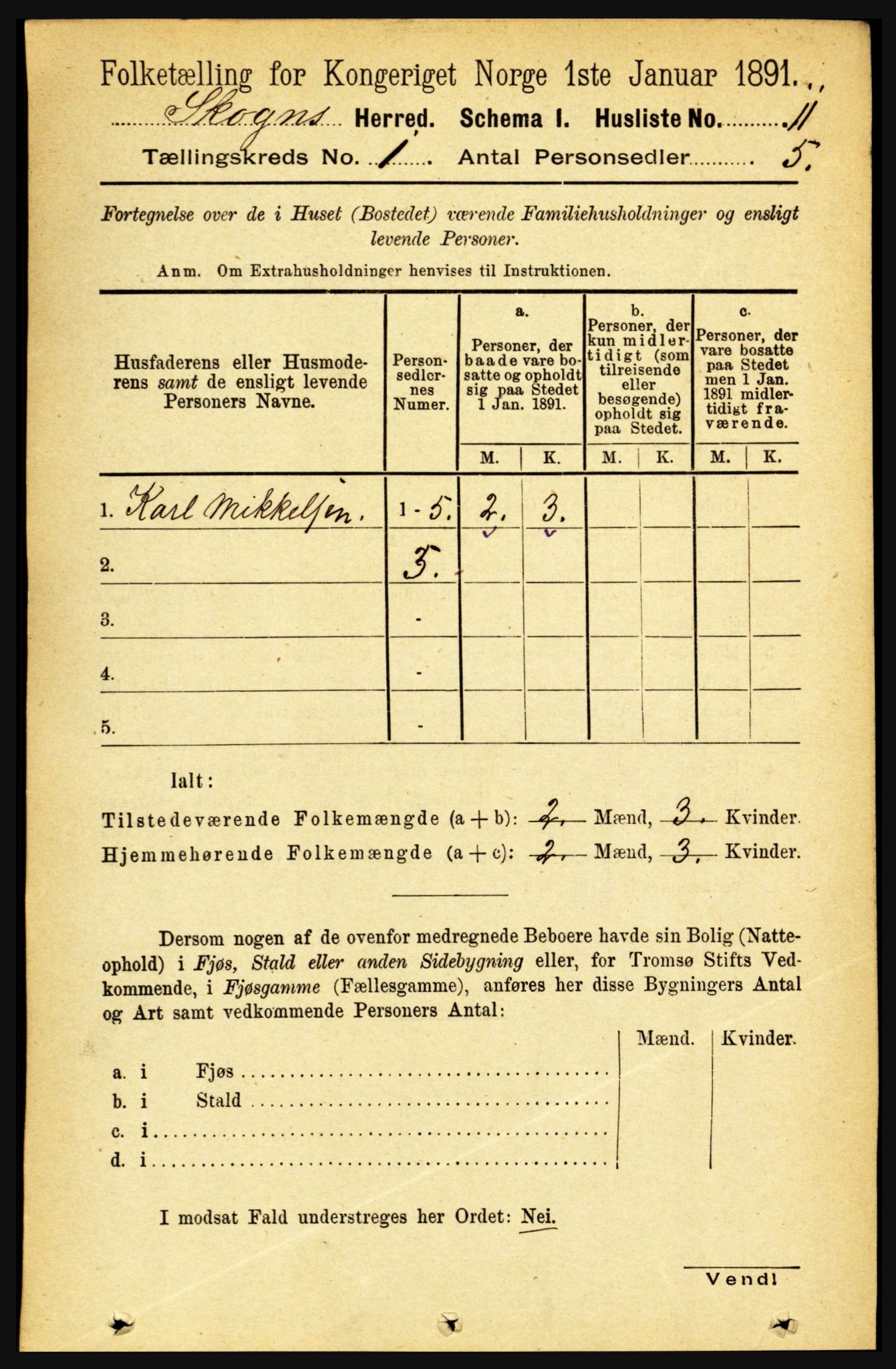 RA, Folketelling 1891 for 1719 Skogn herred, 1891, s. 35