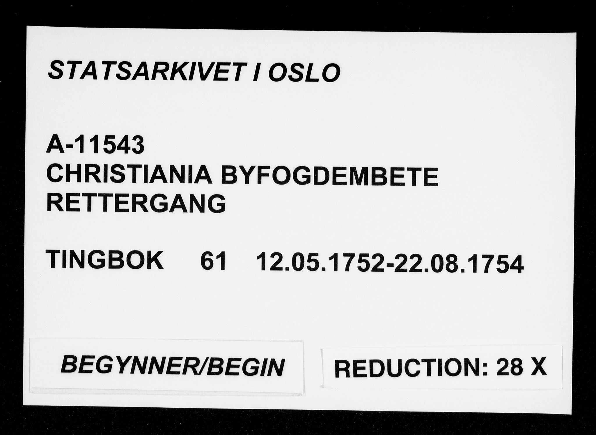 Christiania byfogd, SAO/A-11543/F/Fb/L0061: Tingbok, 1752-1754
