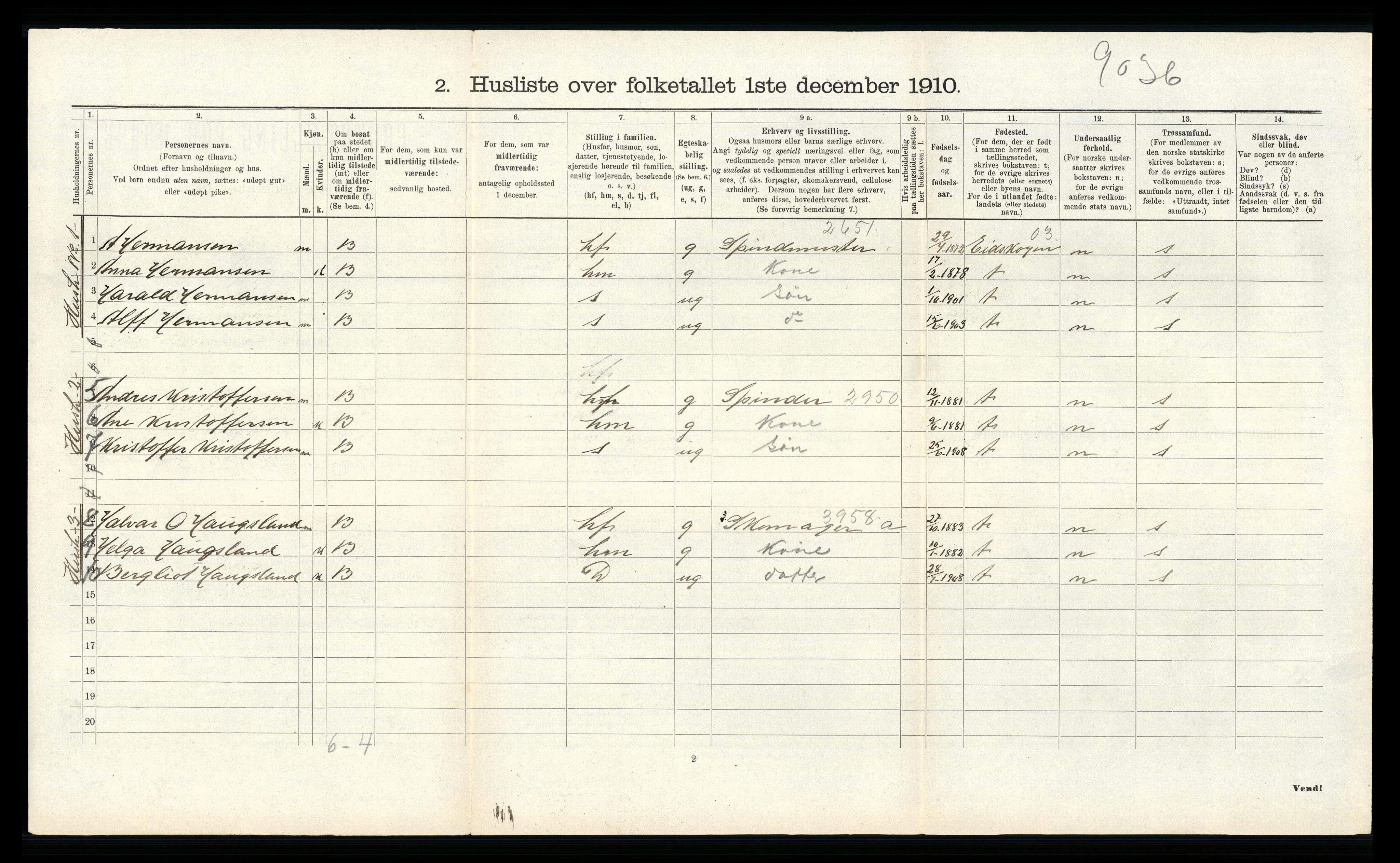 RA, Folketelling 1910 for 1133 Hjelmeland herred, 1910, s. 541