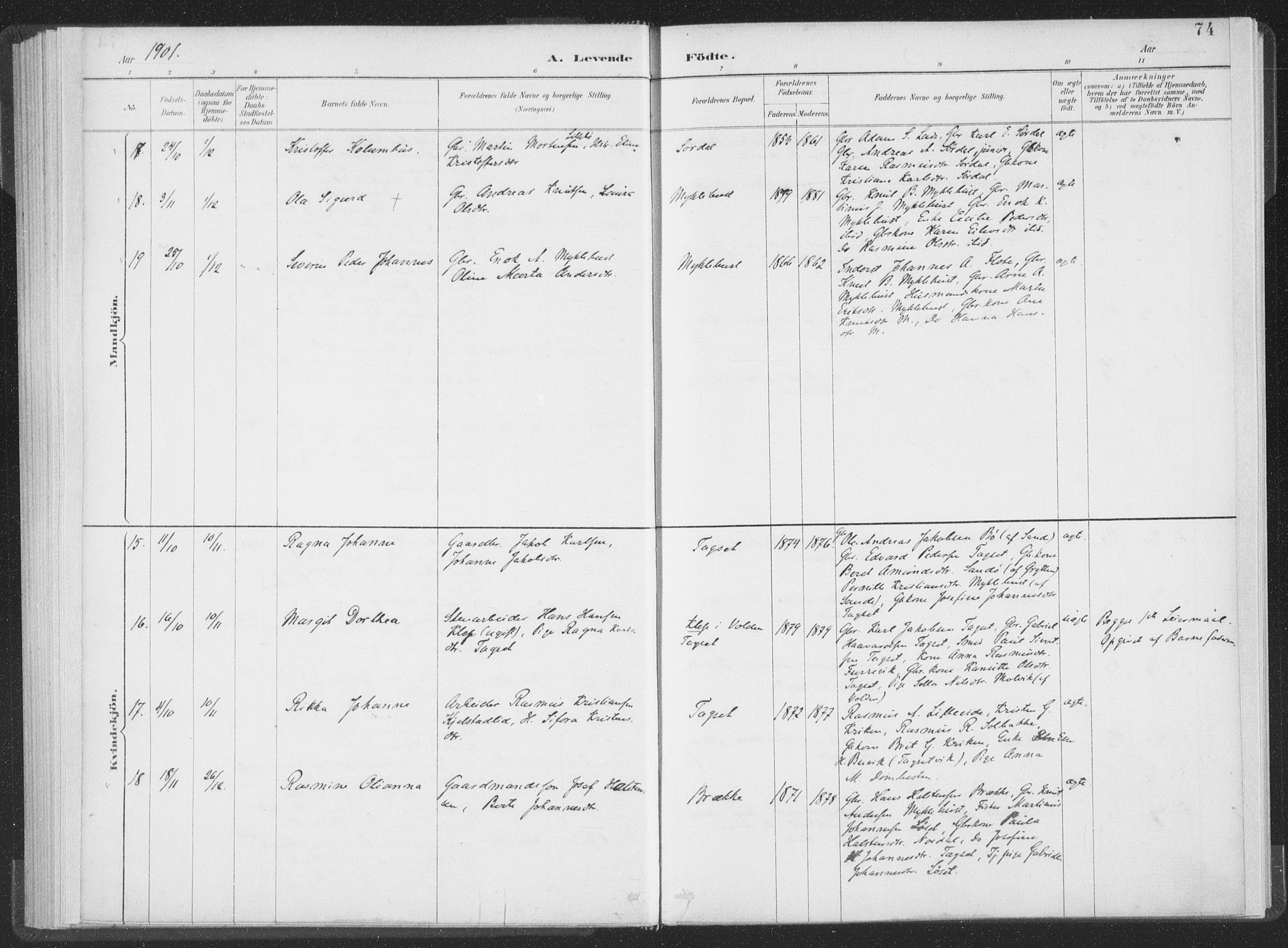 Ministerialprotokoller, klokkerbøker og fødselsregistre - Møre og Romsdal, SAT/A-1454/502/L0025: Ministerialbok nr. 502A03, 1885-1909, s. 74