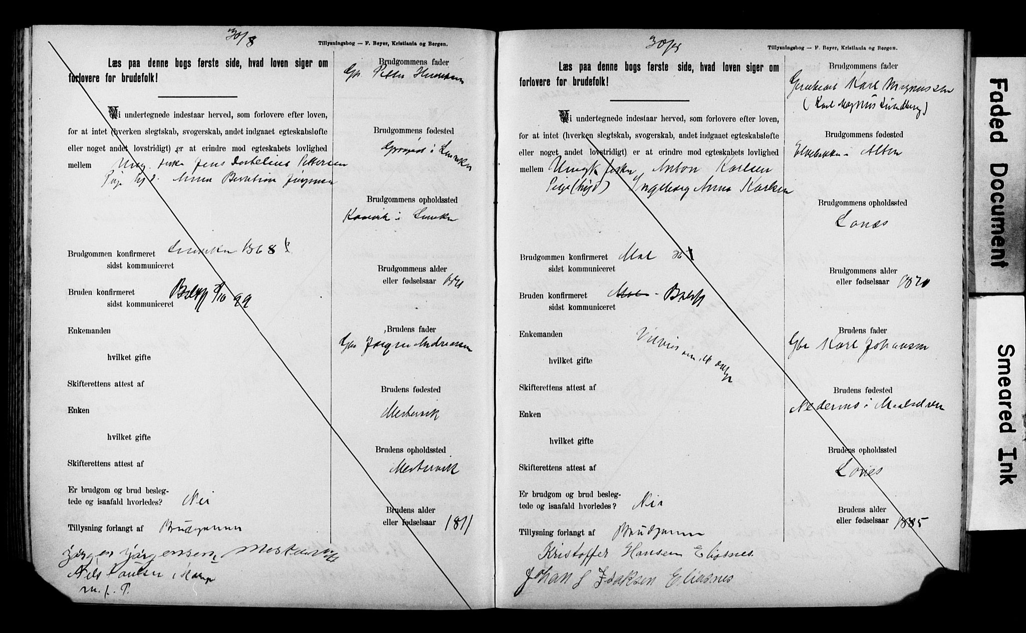 Balsfjord sokneprestembete, AV/SATØ-S-1303/H/Hd/L0031: Lysningsprotokoll nr. 31, 1897-1906