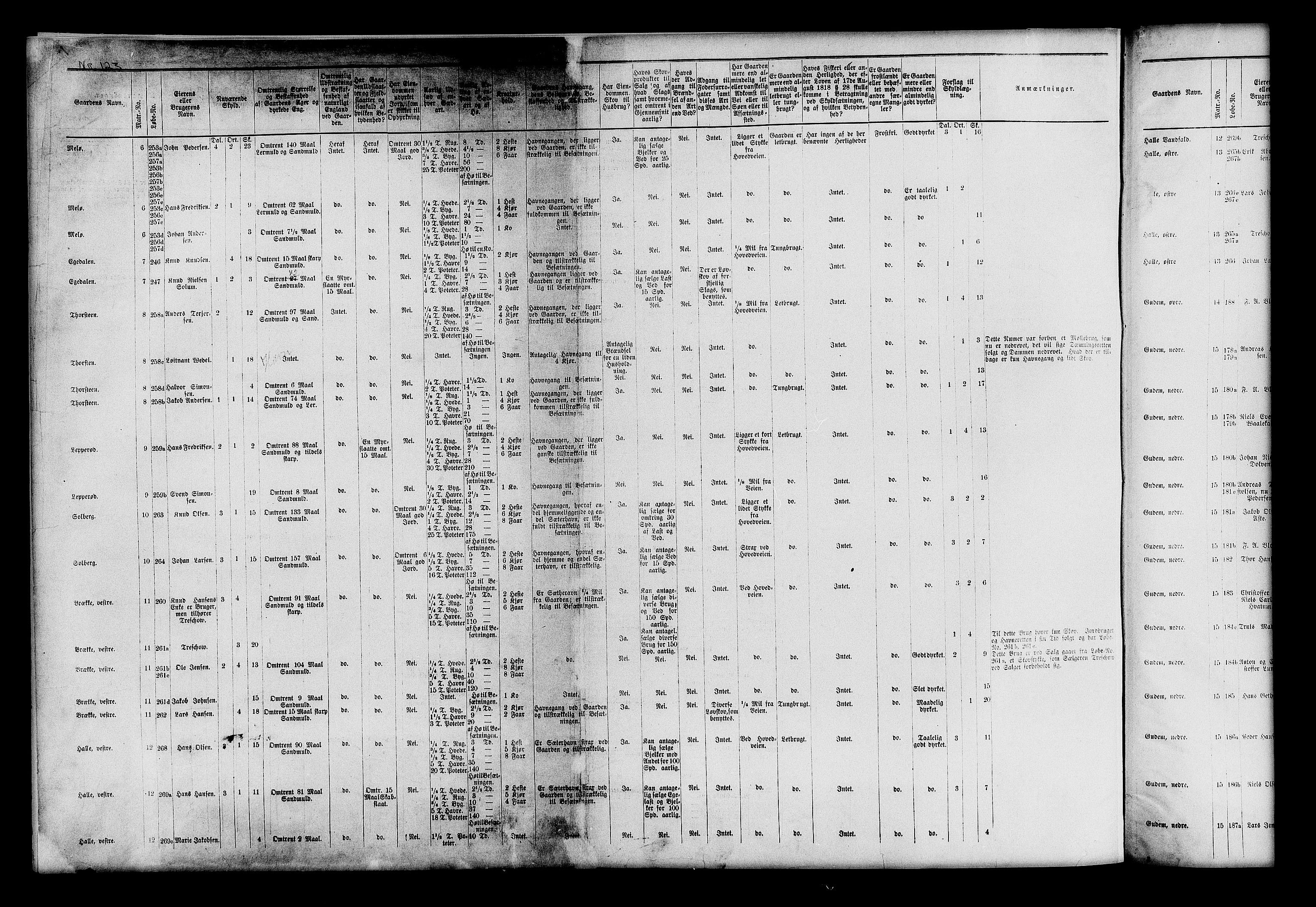 Matrikkelrevisjonen av 1863, AV/RA-S-1530/F/Fe/L0123: Brunlanes, 1863