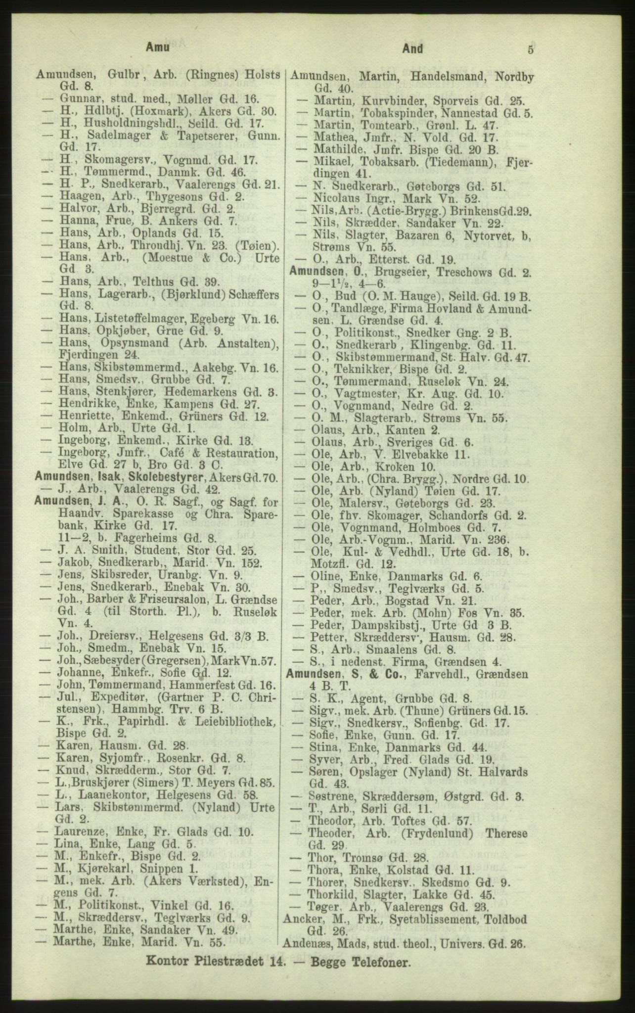 Kristiania/Oslo adressebok, PUBL/-, 1884, s. 5