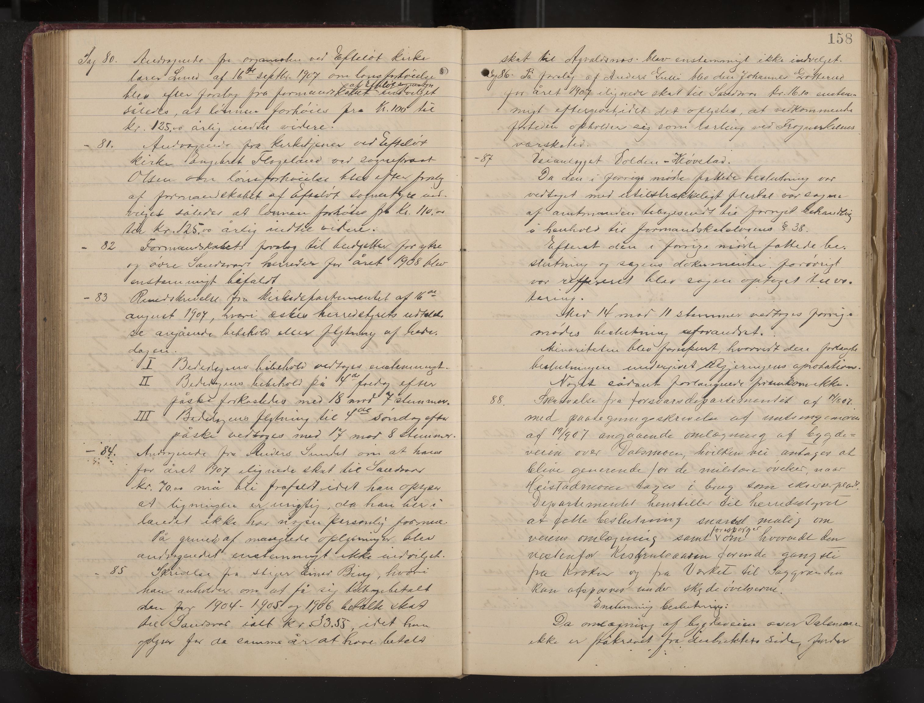 Ytre Sandsvær formannskap og sentraladministrasjon, IKAK/0629021/A/Aa/L0001: Møtebok med register, 1902-1919, s. 158