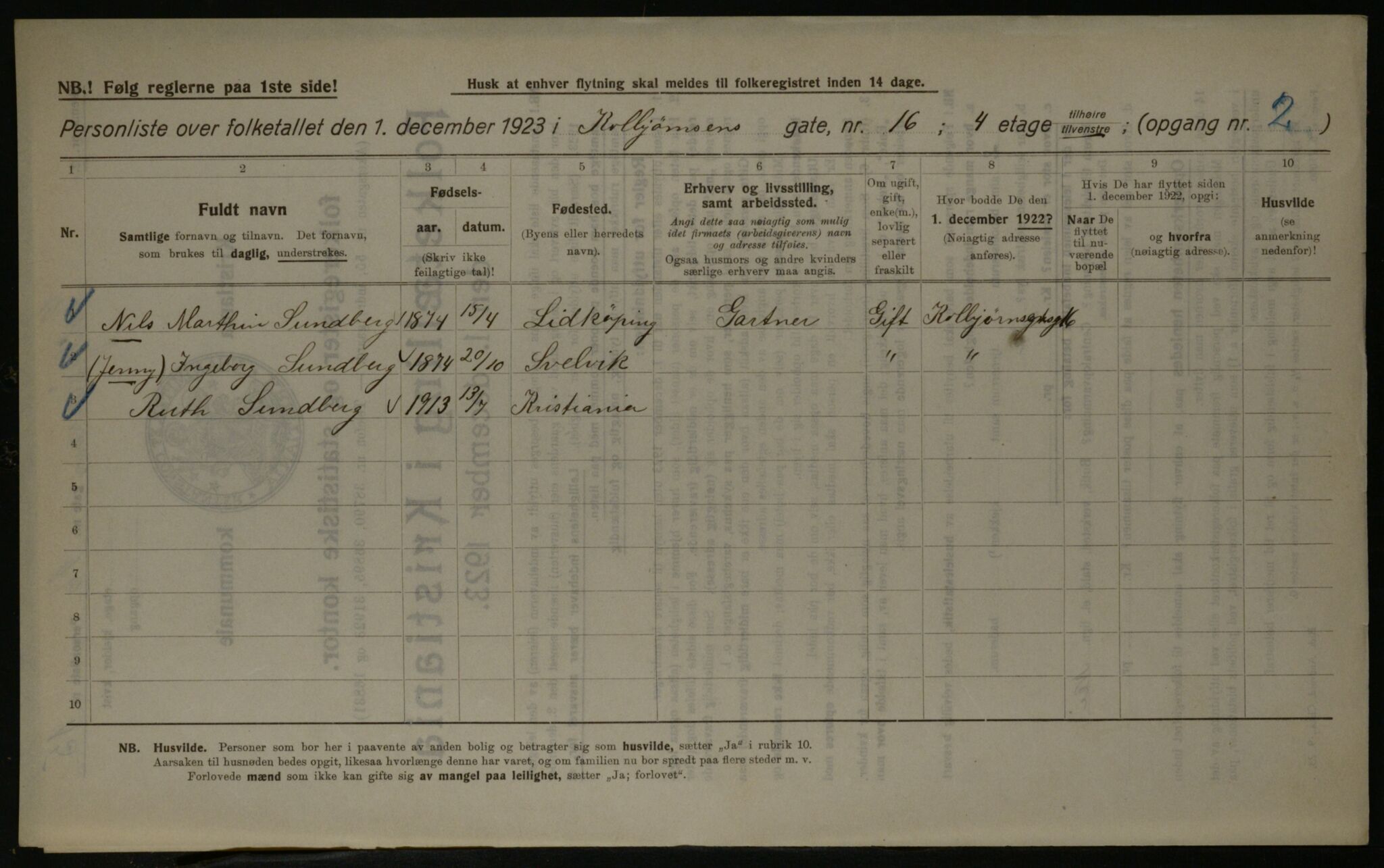 OBA, Kommunal folketelling 1.12.1923 for Kristiania, 1923, s. 14746