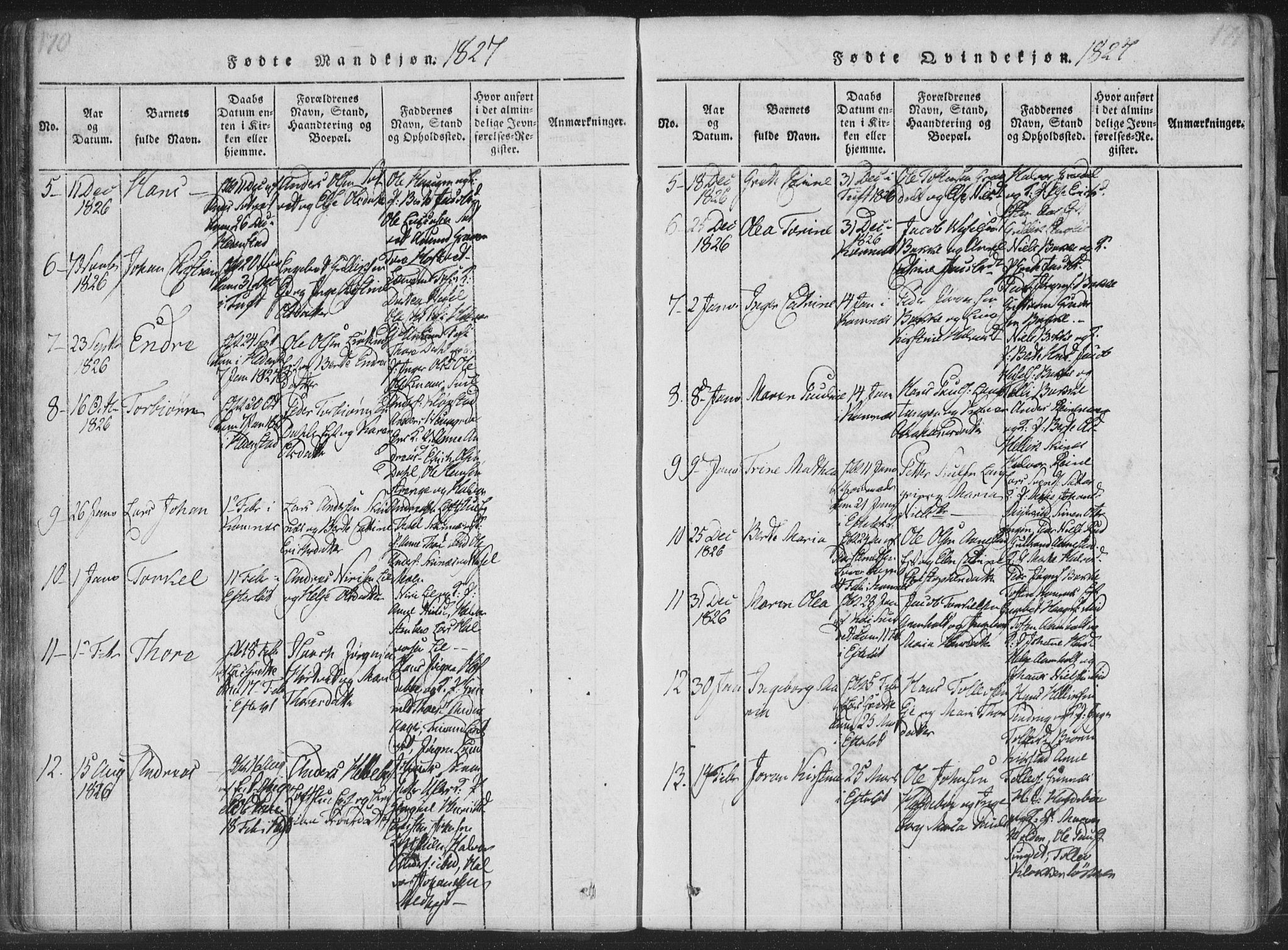 Sandsvær kirkebøker, AV/SAKO-A-244/F/Fa/L0004: Ministerialbok nr. I 4, 1817-1839, s. 170-171
