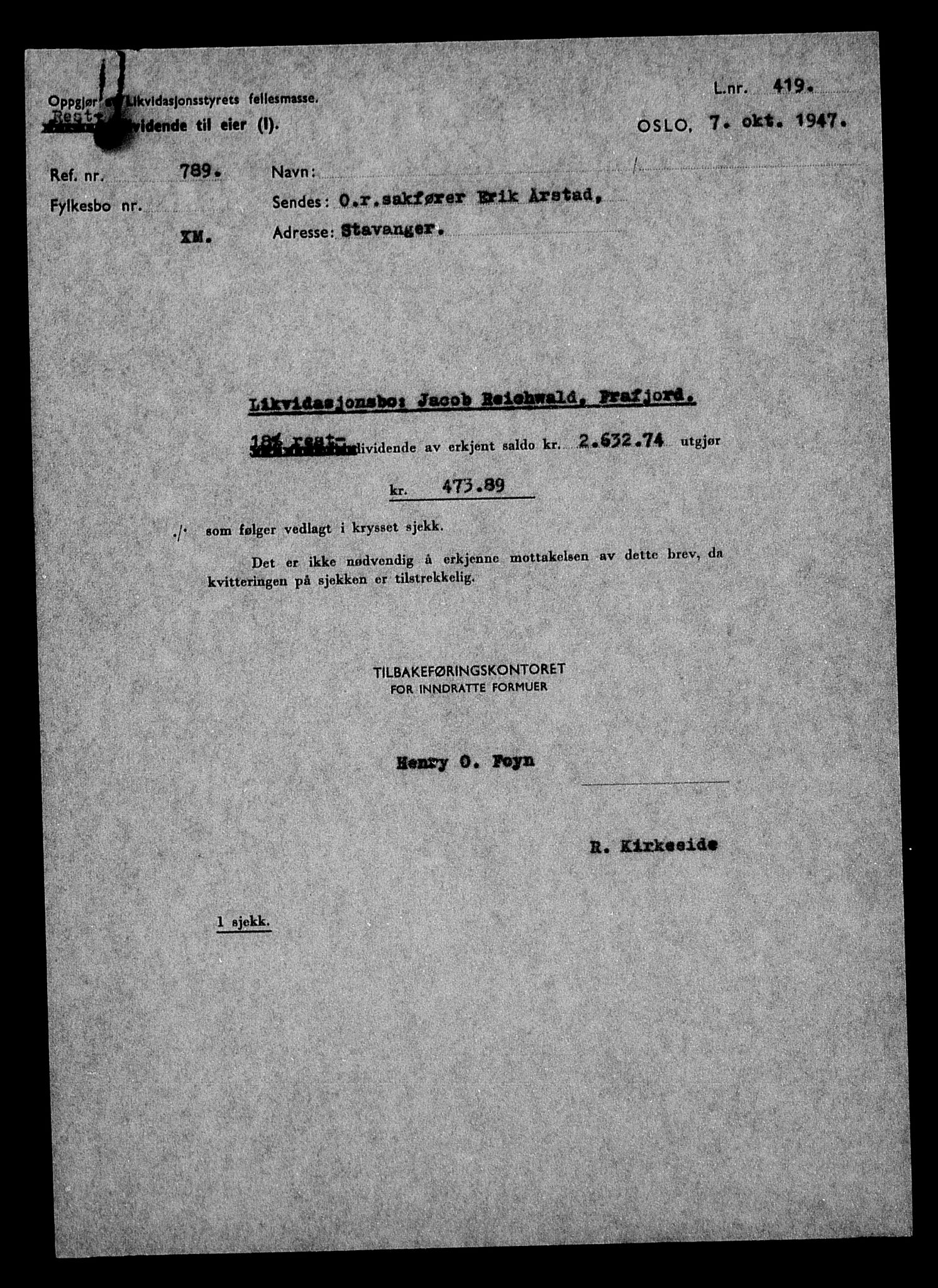 Justisdepartementet, Tilbakeføringskontoret for inndratte formuer, AV/RA-S-1564/H/Hc/Hcd/L1004: --, 1945-1947, s. 514