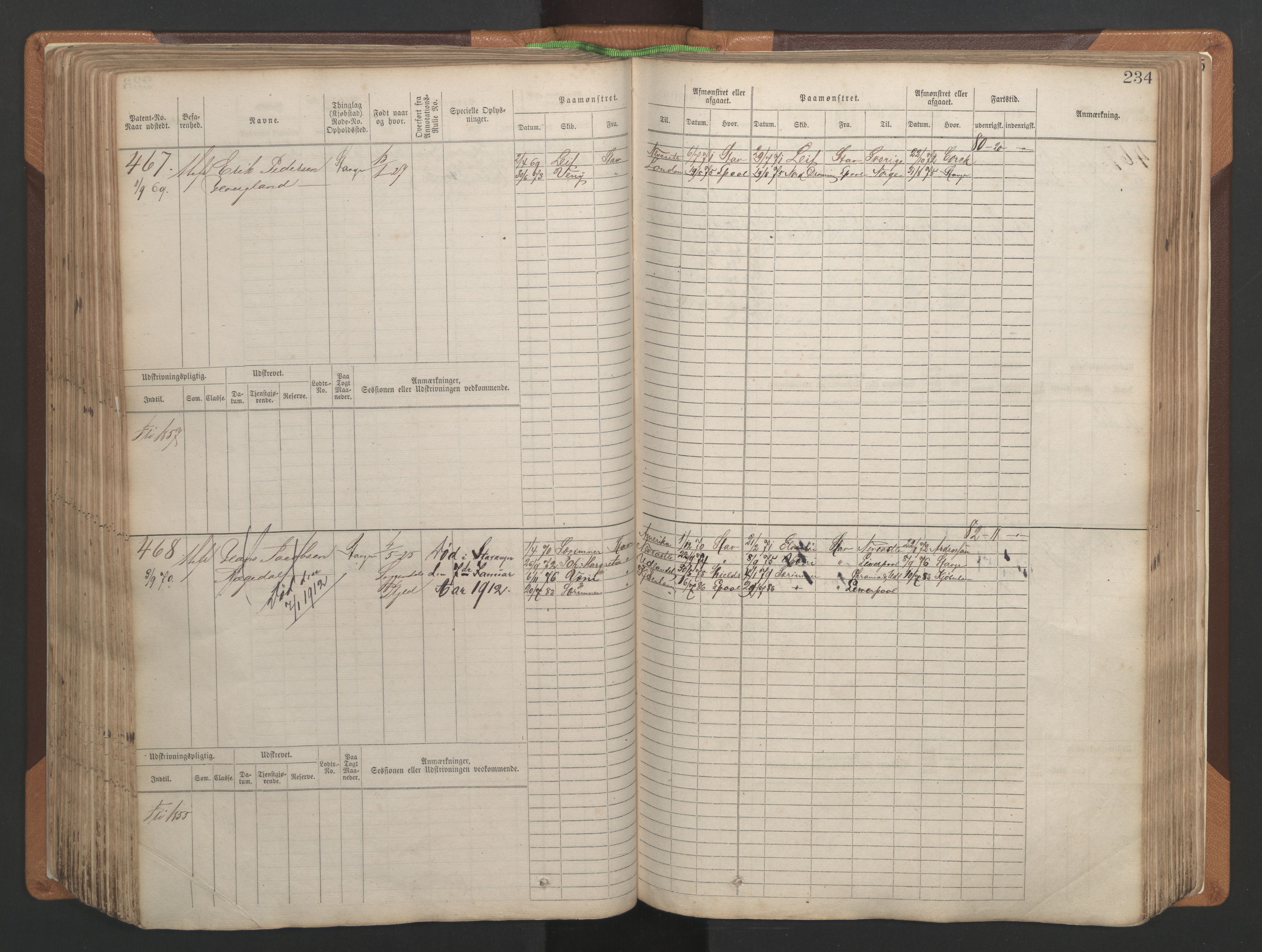 Stavanger sjømannskontor, AV/SAST-A-102006/F/Fb/Fbb/L0004: Sjøfartshovedrulle, patentnr. 1-792 (del 1), 1869-1880, s. 240