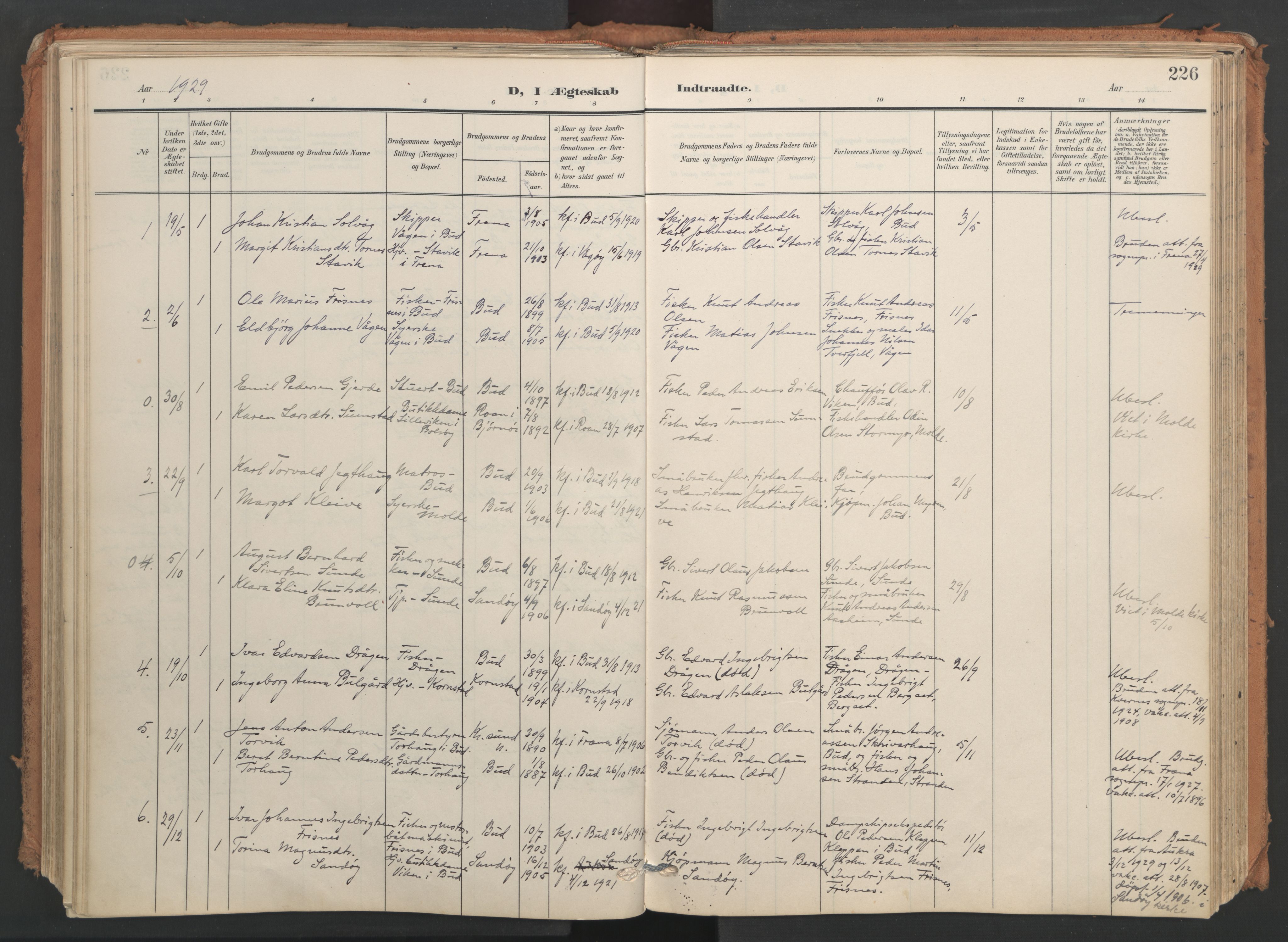 Ministerialprotokoller, klokkerbøker og fødselsregistre - Møre og Romsdal, AV/SAT-A-1454/566/L0771: Ministerialbok nr. 566A10, 1904-1929, s. 226