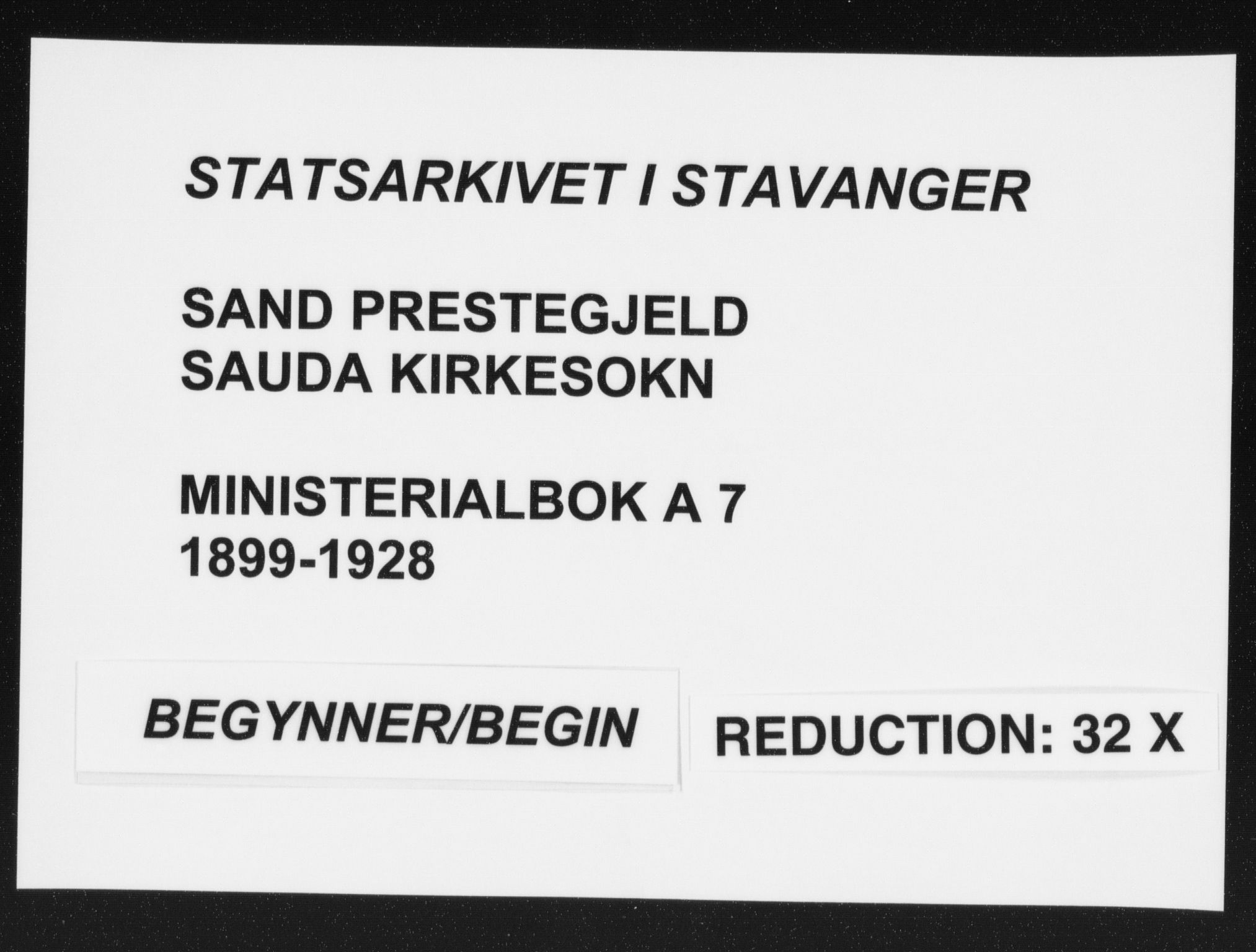 Sand sokneprestkontor, SAST/A-101848/03/C/L0001: Ministerialbok nr. A 7, 1899-1928