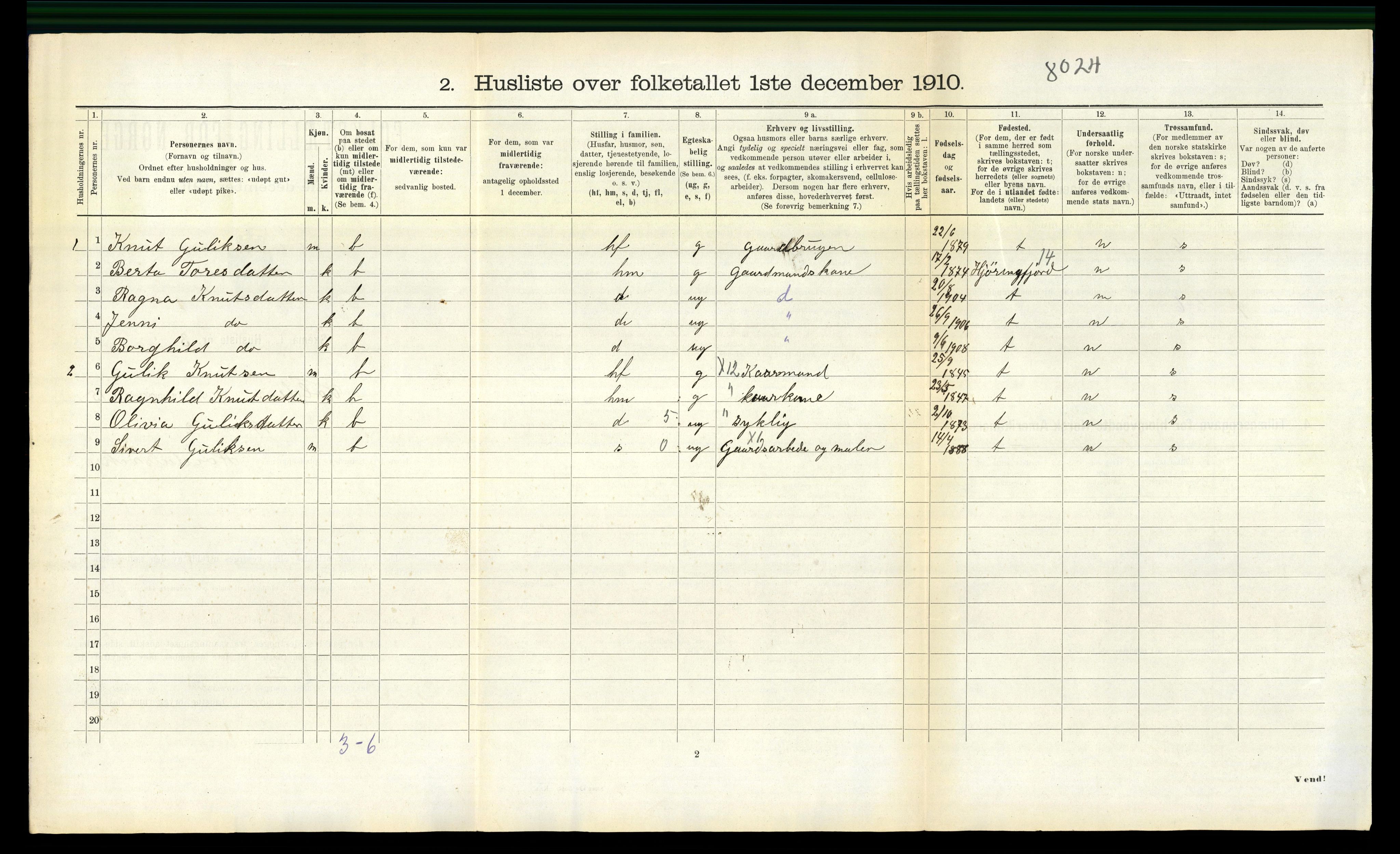 RA, Folketelling 1910 for 1519 Volda herred, 1910, s. 1047