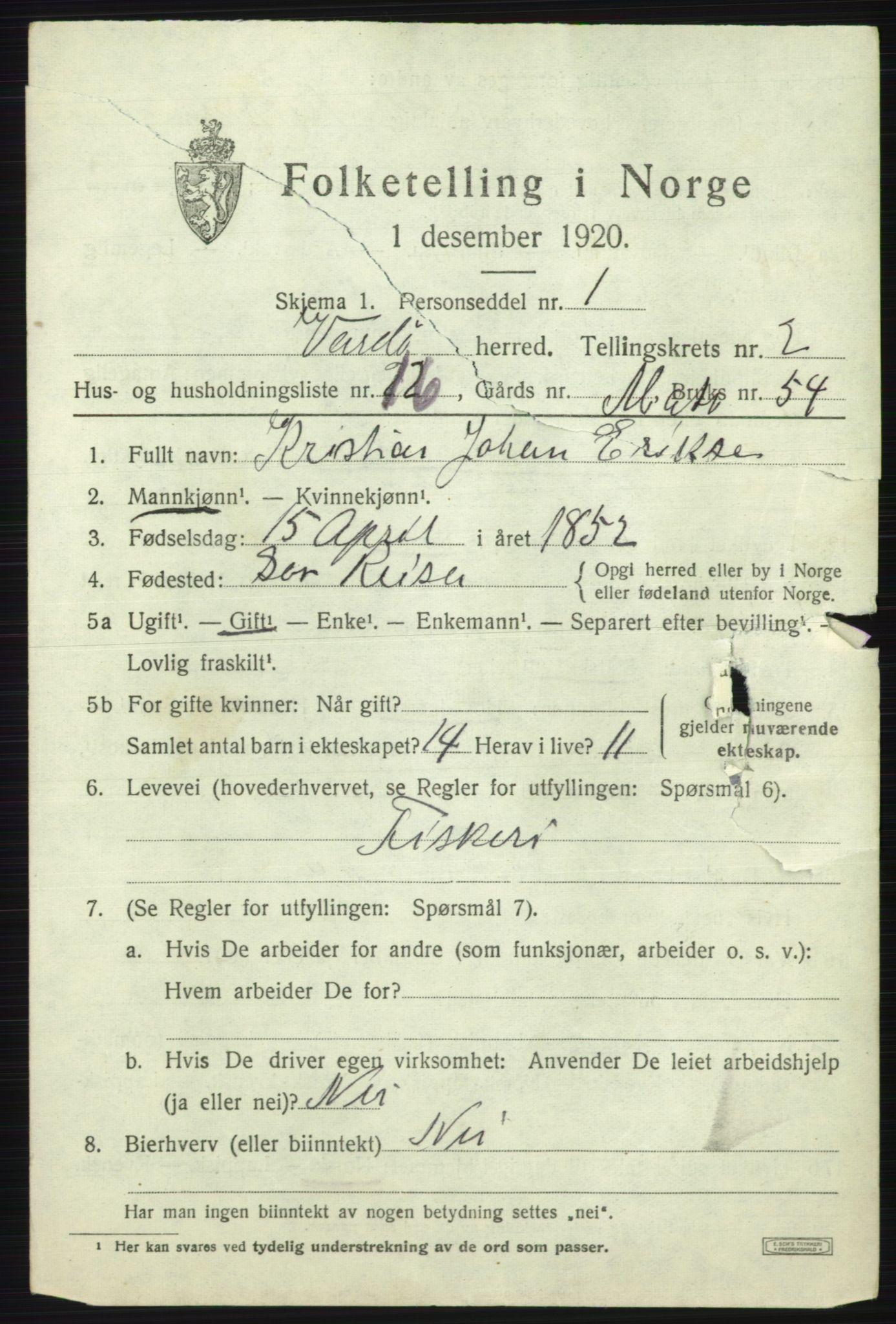 SATØ, Folketelling 1920 for 2028 Vardø herred, 1920, s. 792