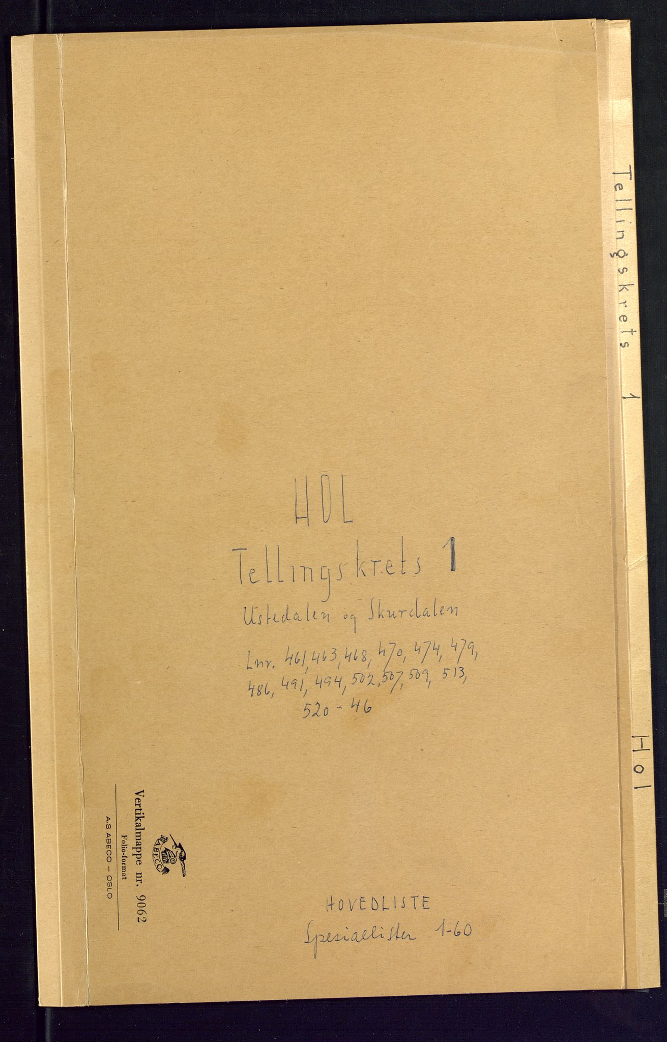 SAKO, Folketelling 1875 for 0620P Hol prestegjeld, 1875, s. 1