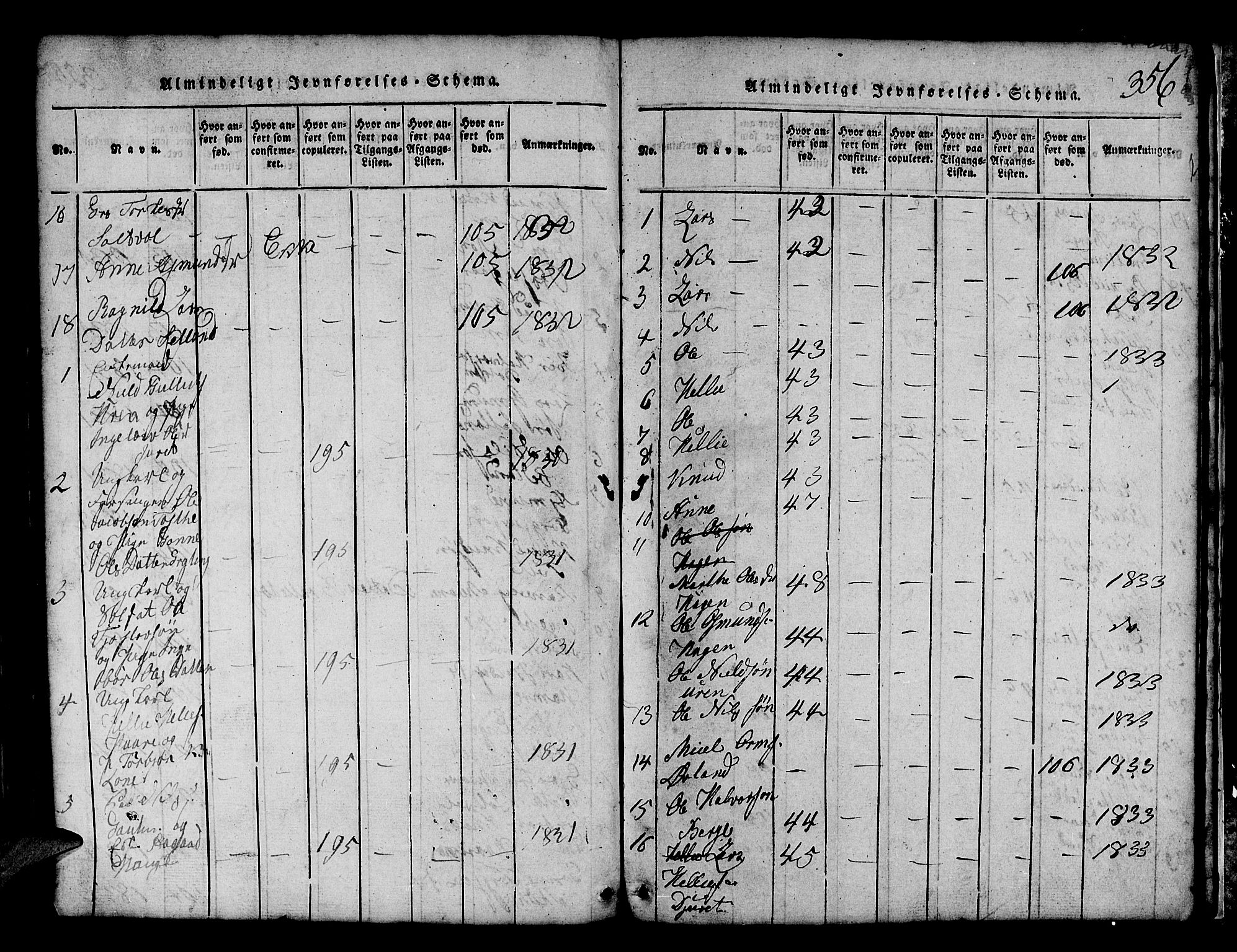 Røldal sokneprestembete, AV/SAB-A-100247: Klokkerbok nr. A 1, 1817-1860, s. 356