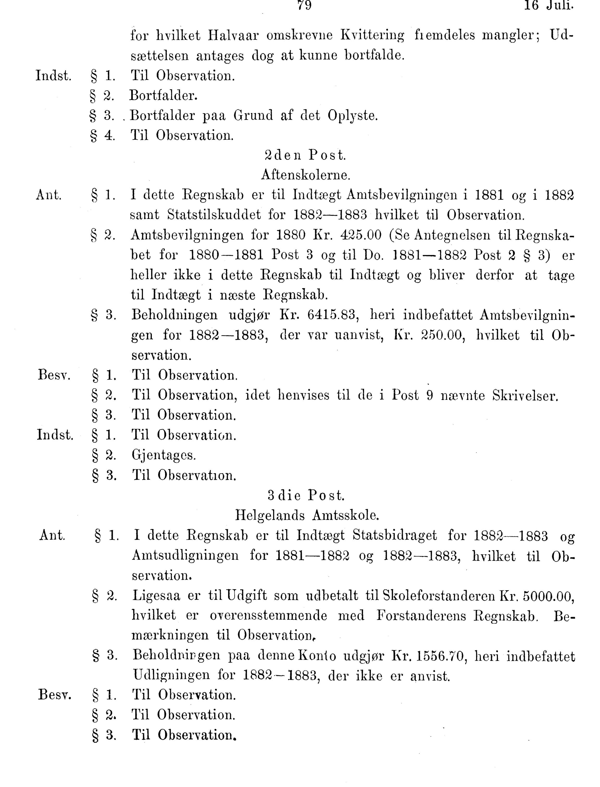 Nordland Fylkeskommune. Fylkestinget, AIN/NFK-17/176/A/Ac/L0014: Fylkestingsforhandlinger 1881-1885, 1881-1885