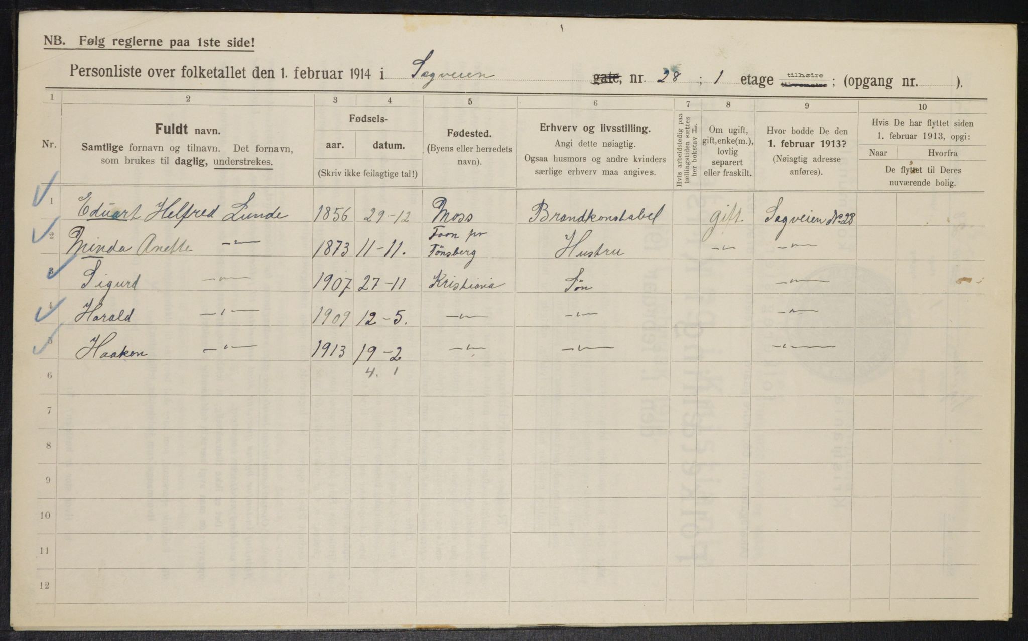 OBA, Kommunal folketelling 1.2.1914 for Kristiania, 1914, s. 86491