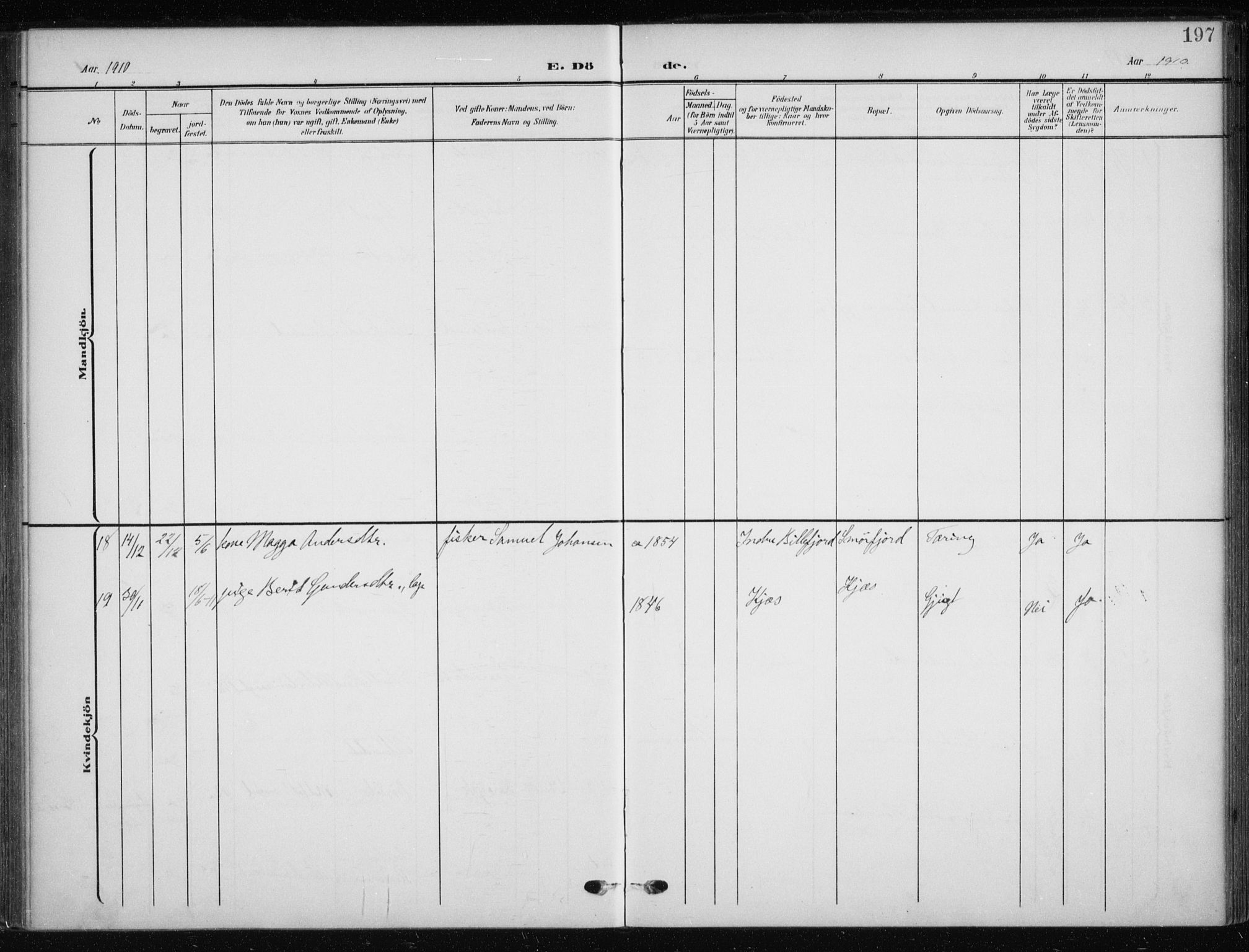 Kistrand/Porsanger sokneprestembete, AV/SATØ-S-1351/H/Ha/L0014.kirke: Ministerialbok nr. 14, 1908-1917, s. 197
