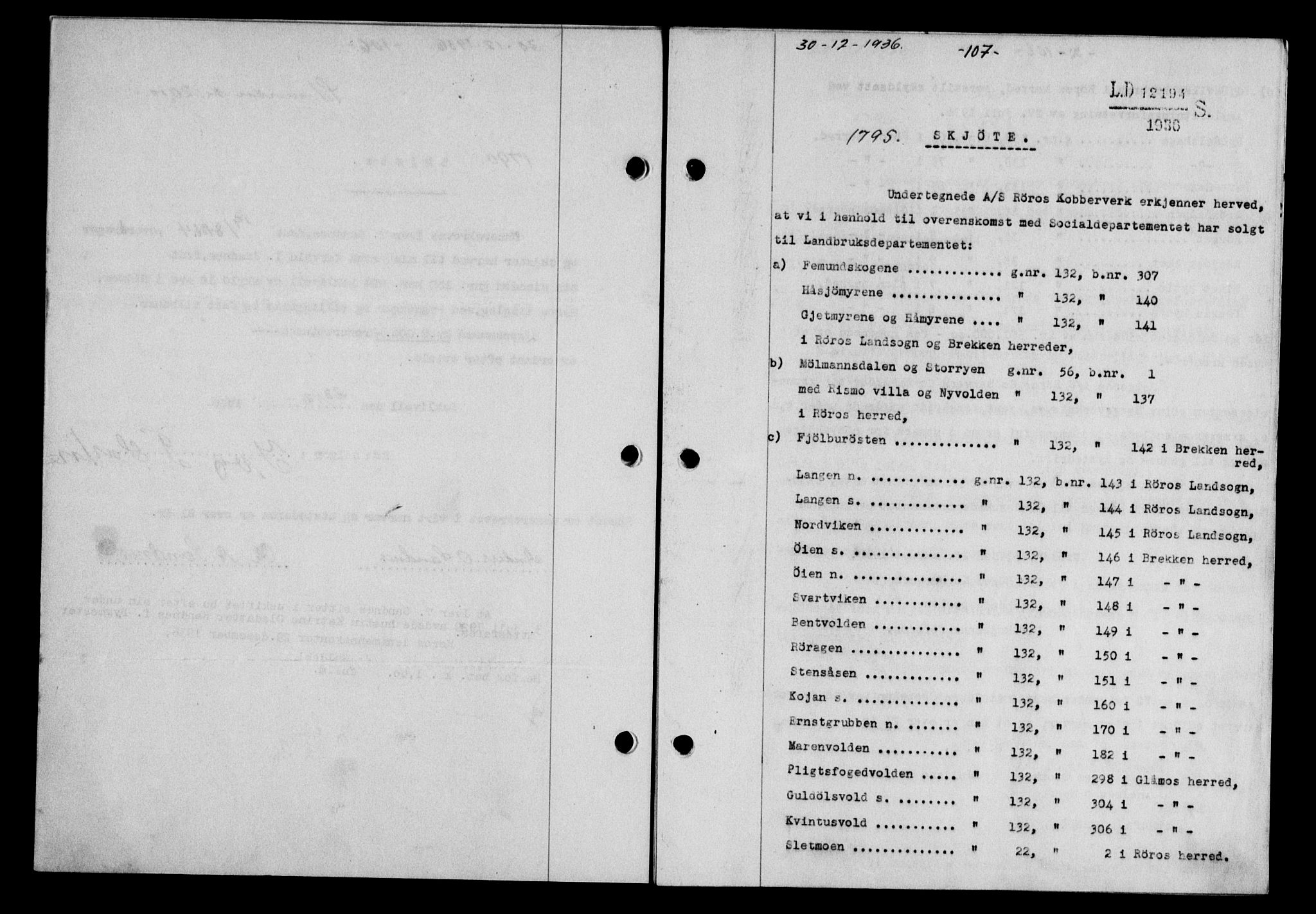 Gauldal sorenskriveri, SAT/A-0014/1/2/2C/L0046: Pantebok nr. 49-50, 1936-1937, Dagboknr: 1795/1936