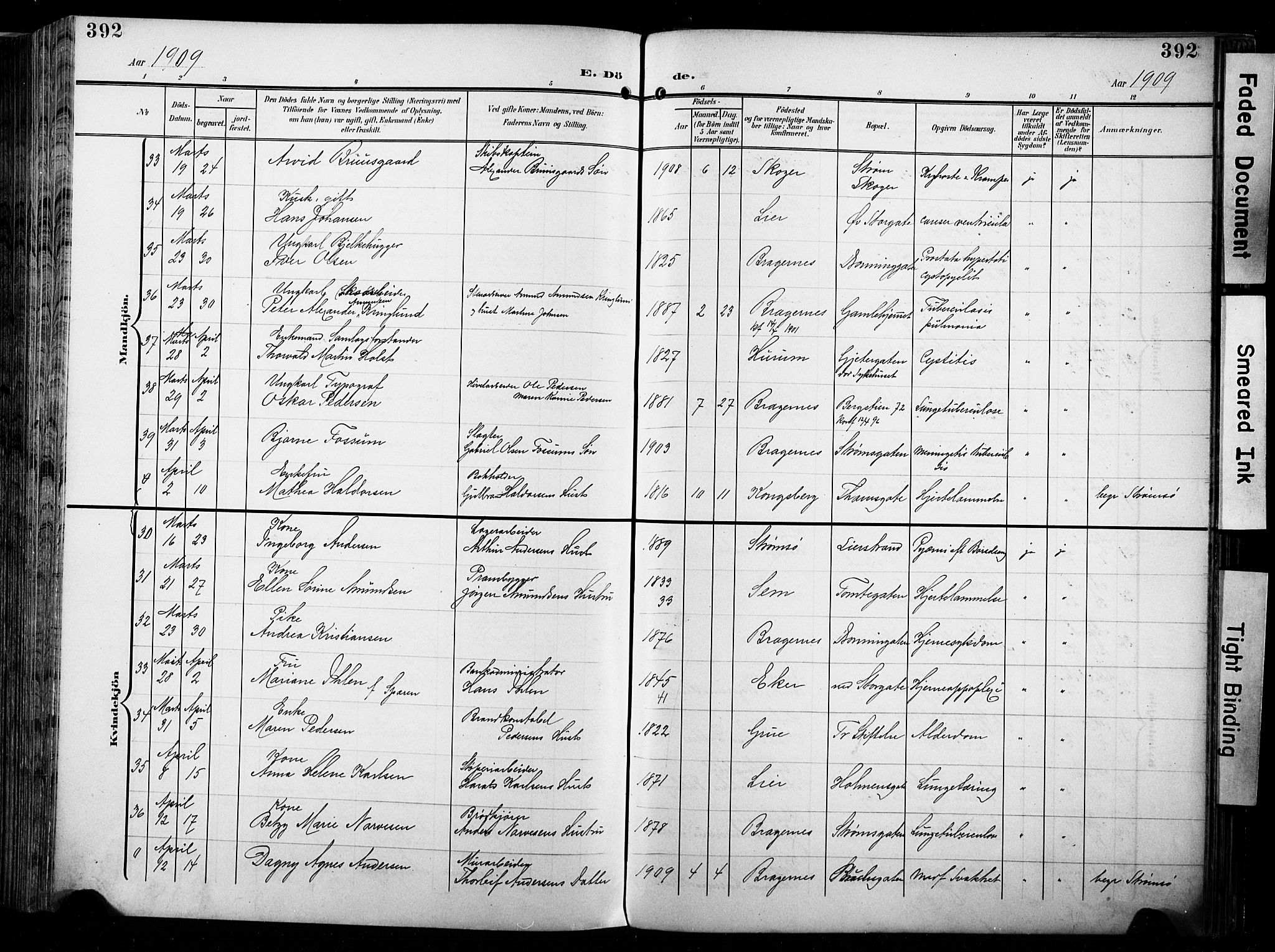 Bragernes kirkebøker, AV/SAKO-A-6/F/Fb/L0009: Ministerialbok nr. II 9, 1902-1911, s. 392