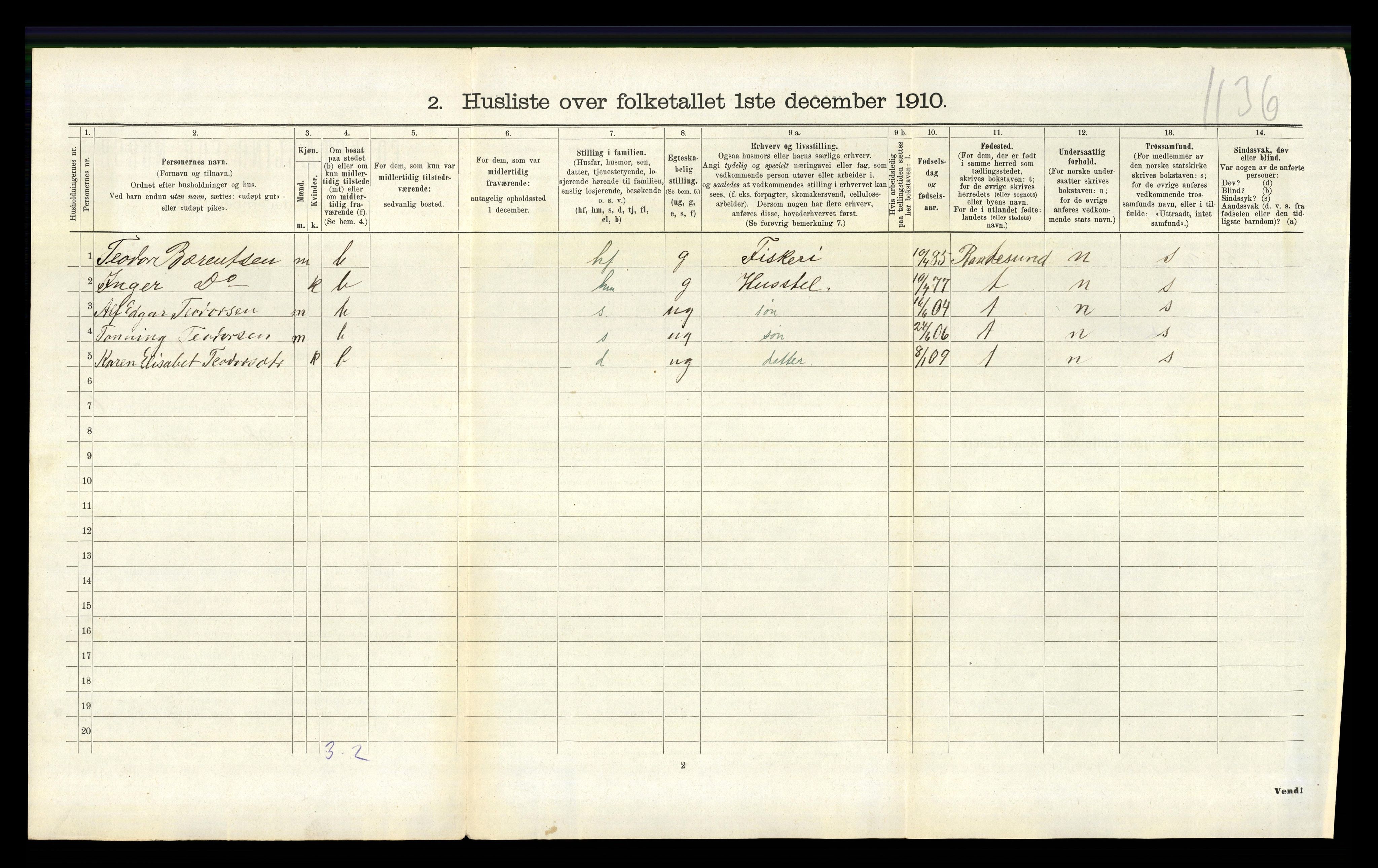 RA, Folketelling 1910 for 1018 Søgne herred, 1910, s. 497