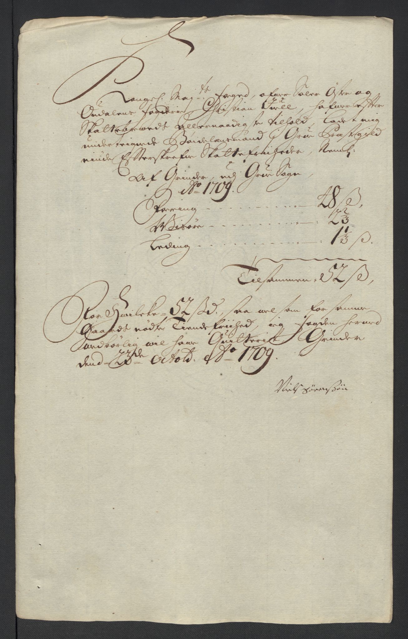 Rentekammeret inntil 1814, Reviderte regnskaper, Fogderegnskap, AV/RA-EA-4092/R13/L0846: Fogderegnskap Solør, Odal og Østerdal, 1709, s. 279