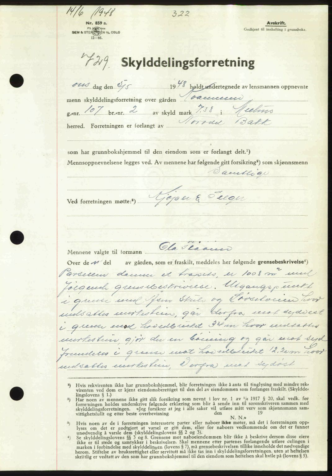 Gauldal sorenskriveri, SAT/A-0014/1/2/2C: Pantebok nr. A6, 1948-1948, Dagboknr: 729/1948