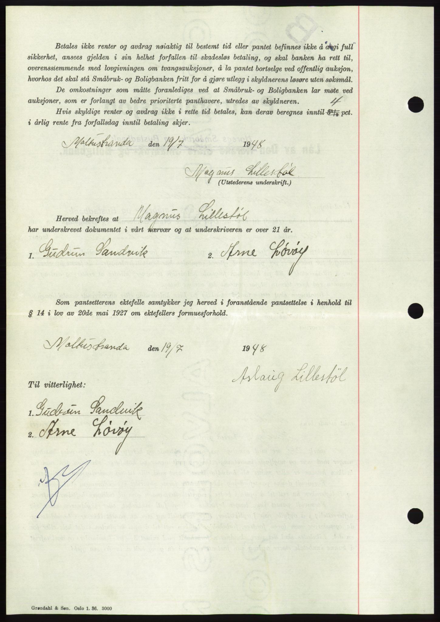 Søre Sunnmøre sorenskriveri, AV/SAT-A-4122/1/2/2C/L0116: Pantebok nr. 4B, 1948-1949, Dagboknr: 990/1948