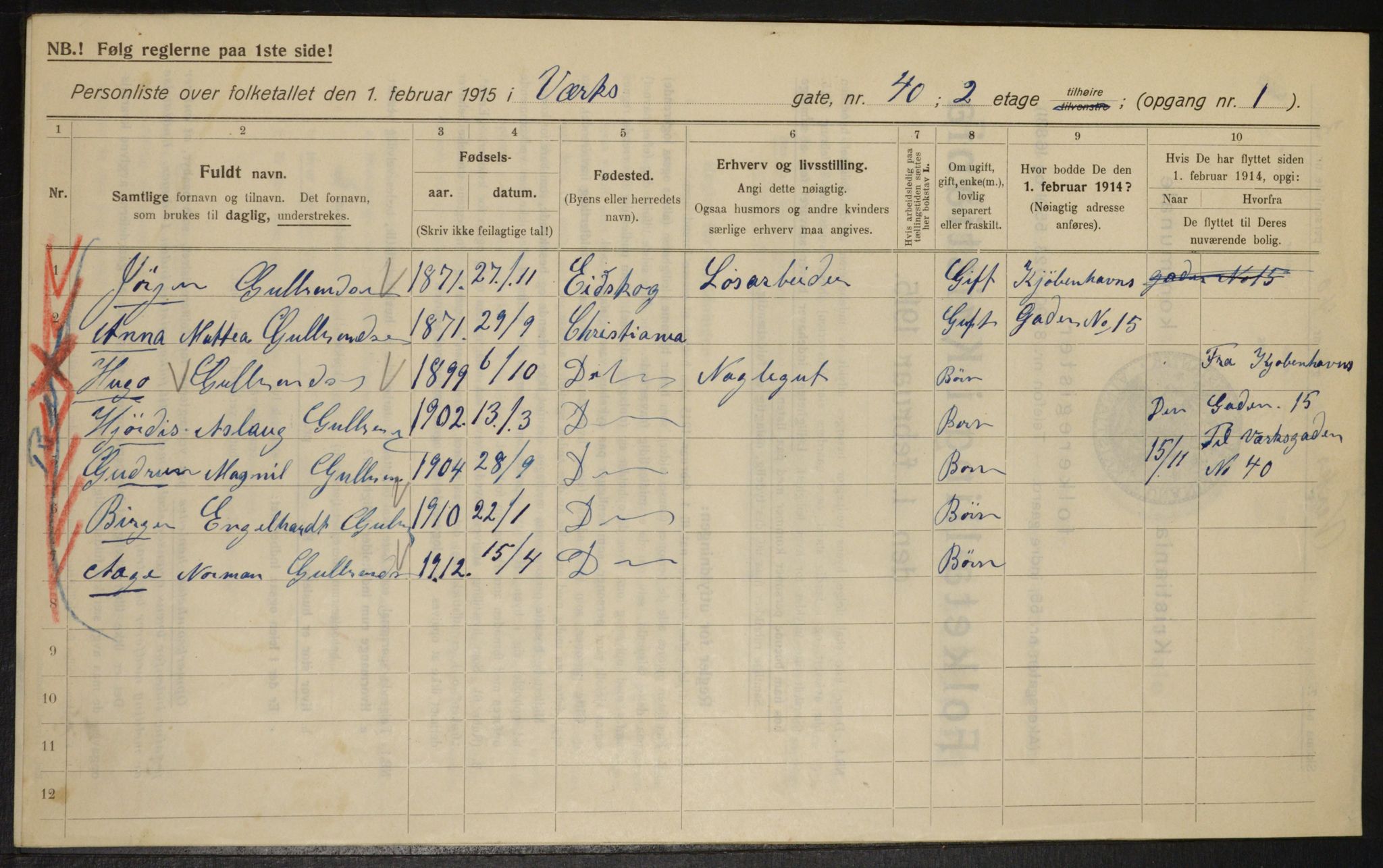 OBA, Kommunal folketelling 1.2.1915 for Kristiania, 1915, s. 122900