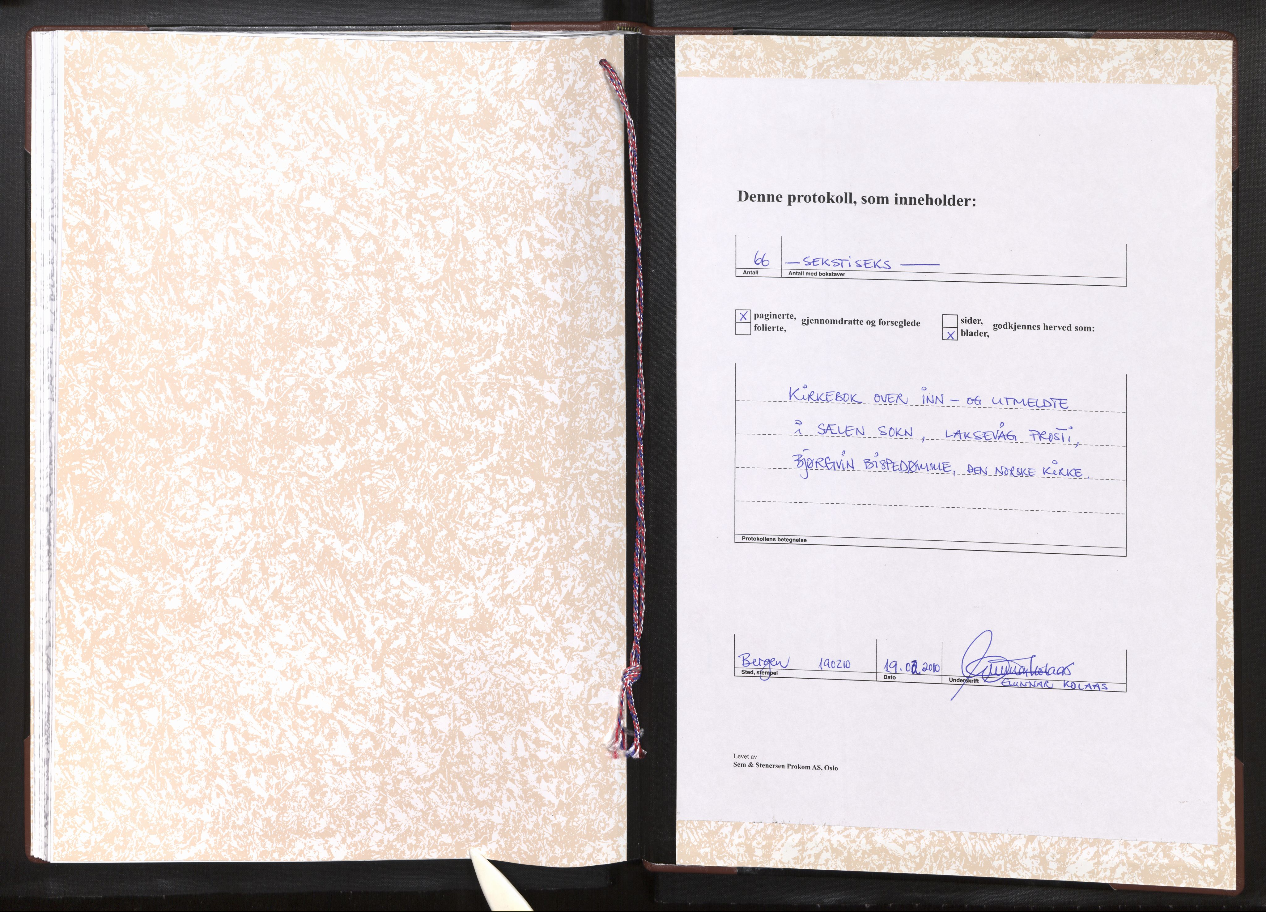 Sælen sokneprestembete, AV/SAB-A-100255/H/Ha/Haa/Haae/L0001: Ministerialbok nr. E 1, 2010-2010
