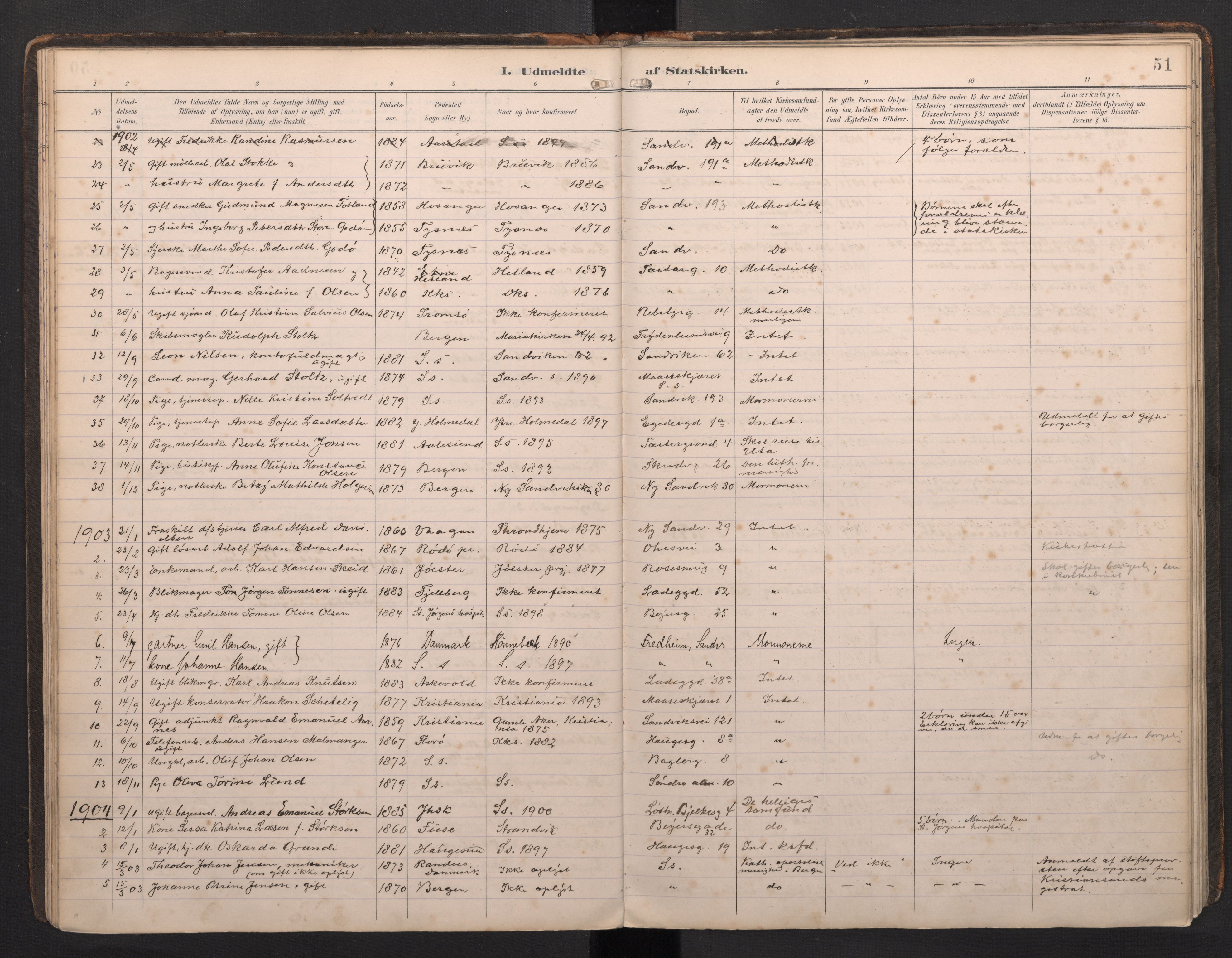 Sandviken Sokneprestembete, AV/SAB-A-77601/H/Ha: Ministerialbok nr. G 1, 1892-2002, s. 51